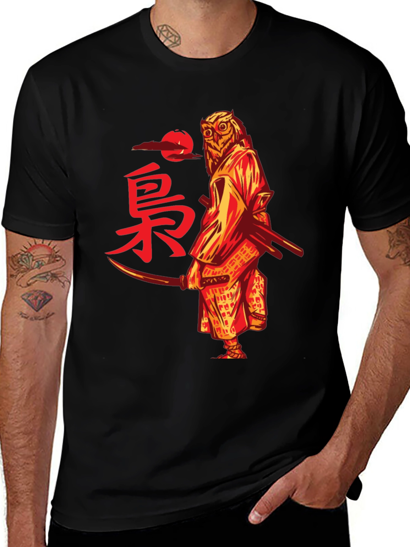Owl Samurai Graphic T-Shirt - Unique Design