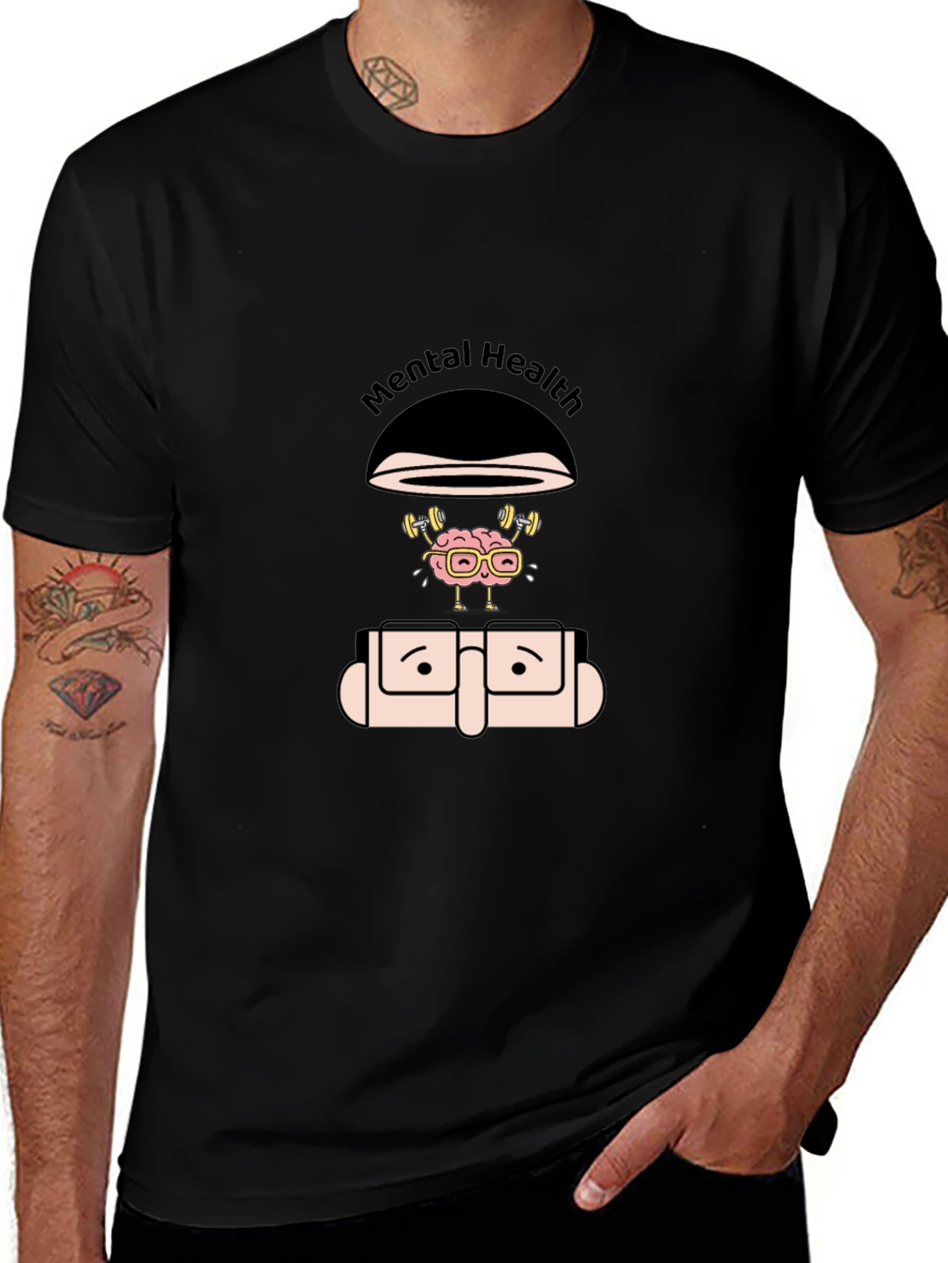 Mental Health Brain Lifting Weights Graphic Tee