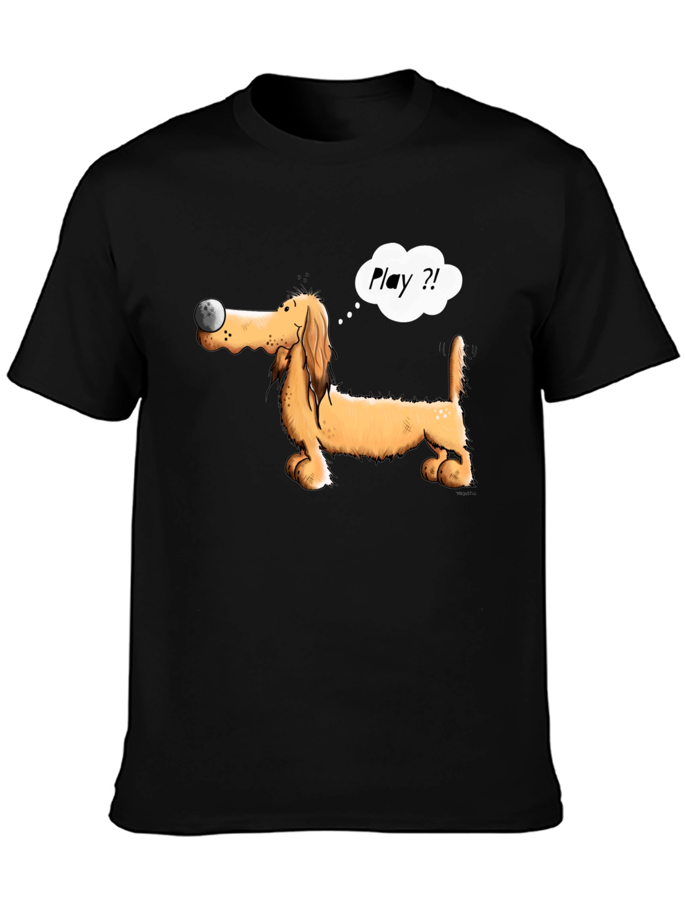 Playful Dog T-Shirt - Cartoon Dachshund with Ball