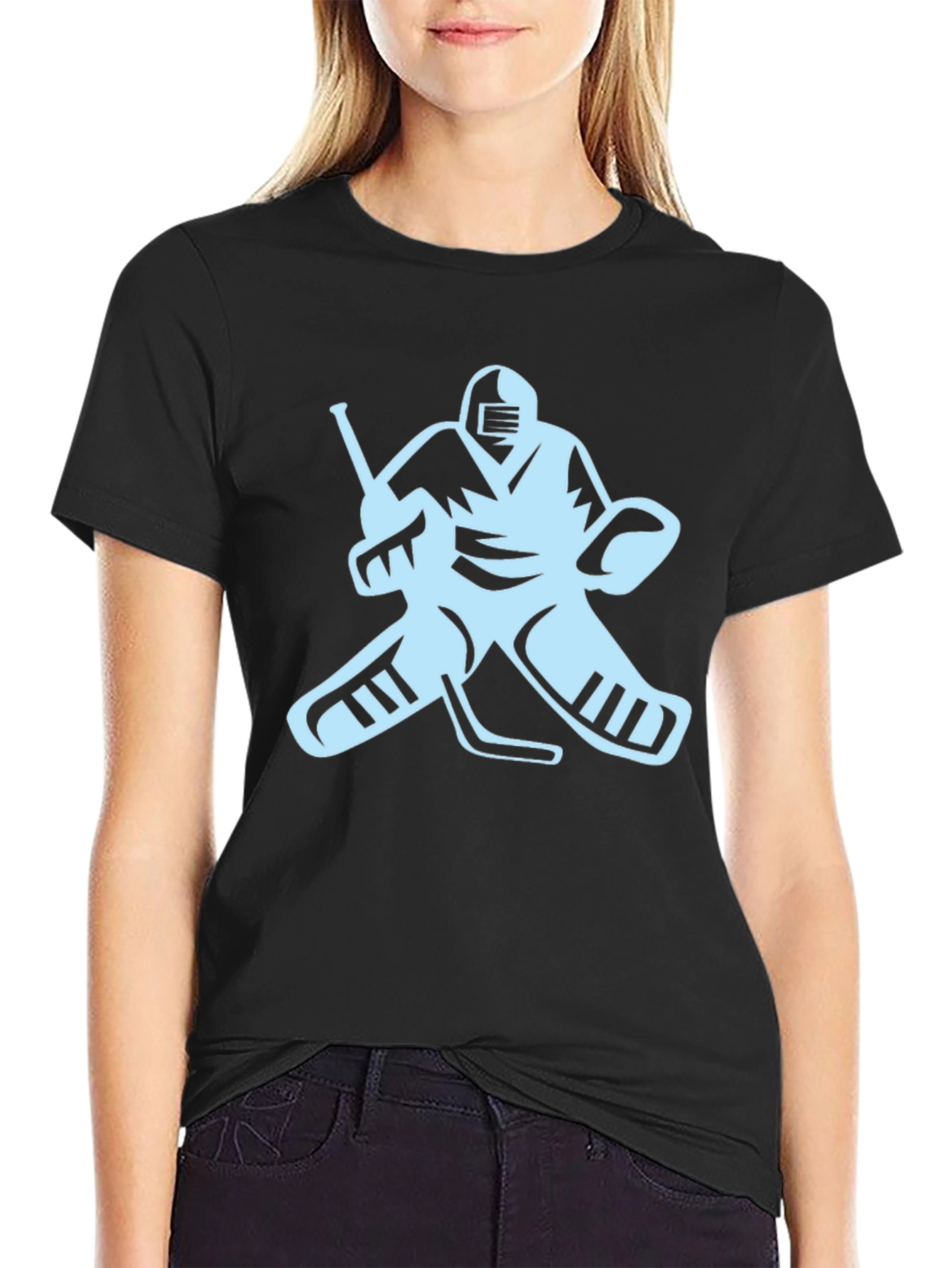 Hockey Goalie Graphic Tee - Black Cotton T-Shirt