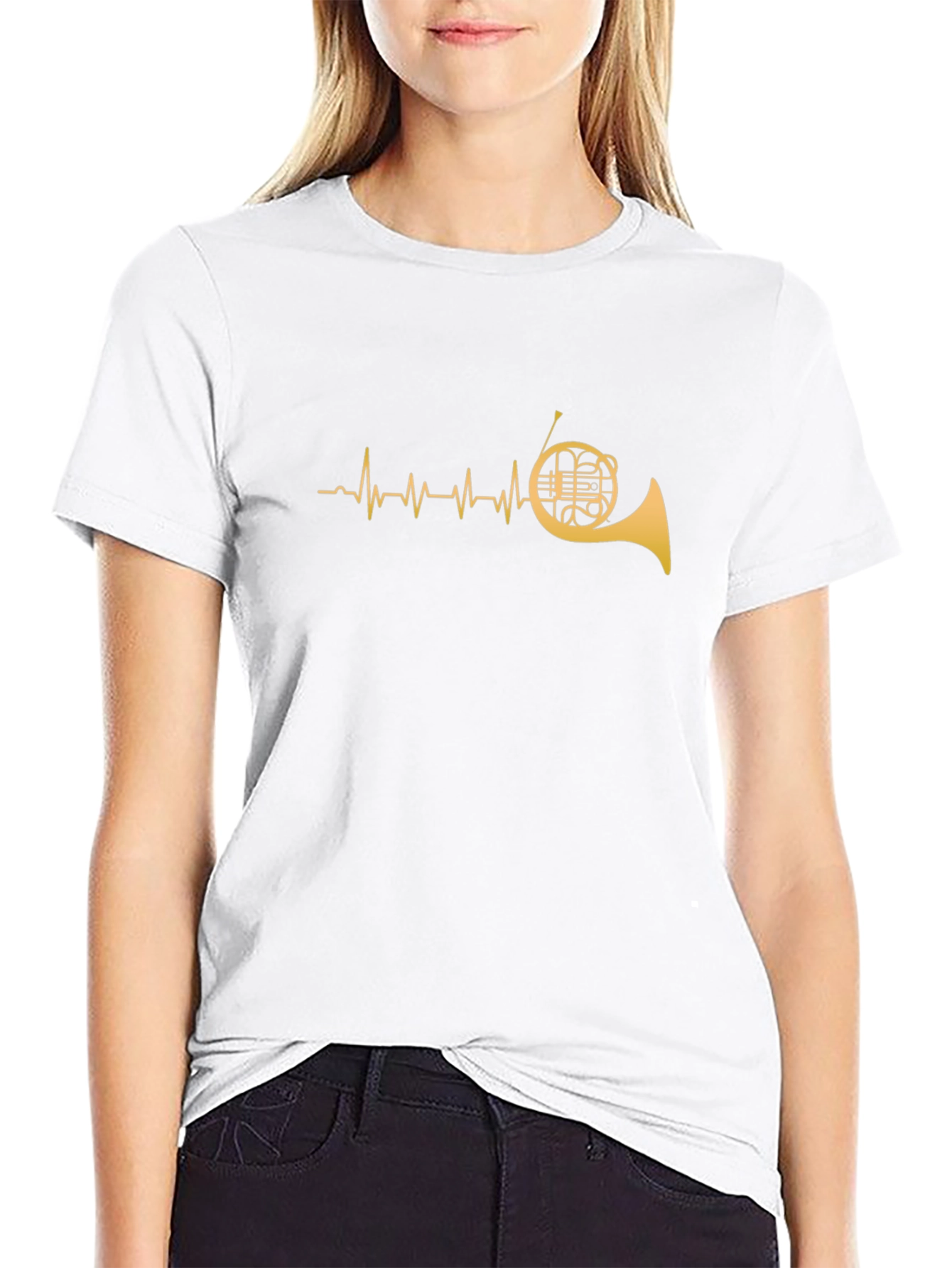French Horn Heartbeat T-Shirt - Musician Tee