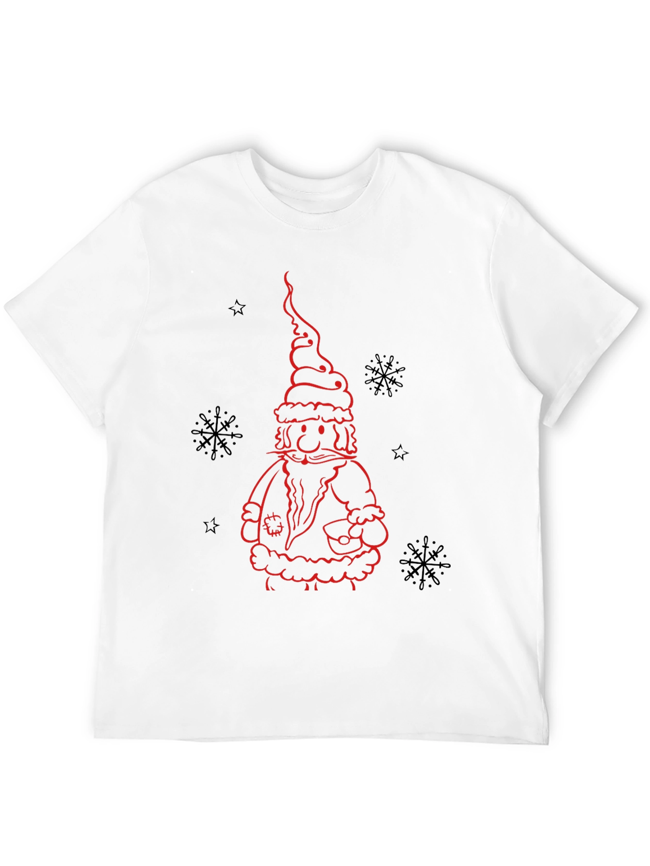 Santa Claus Outline Black T-Shirt