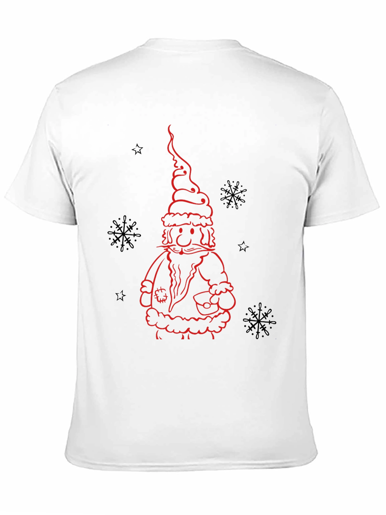 Santa Claus Outline Black T-Shirt