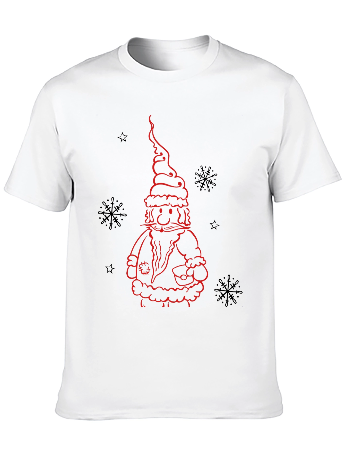 Santa Claus Outline Black T-Shirt