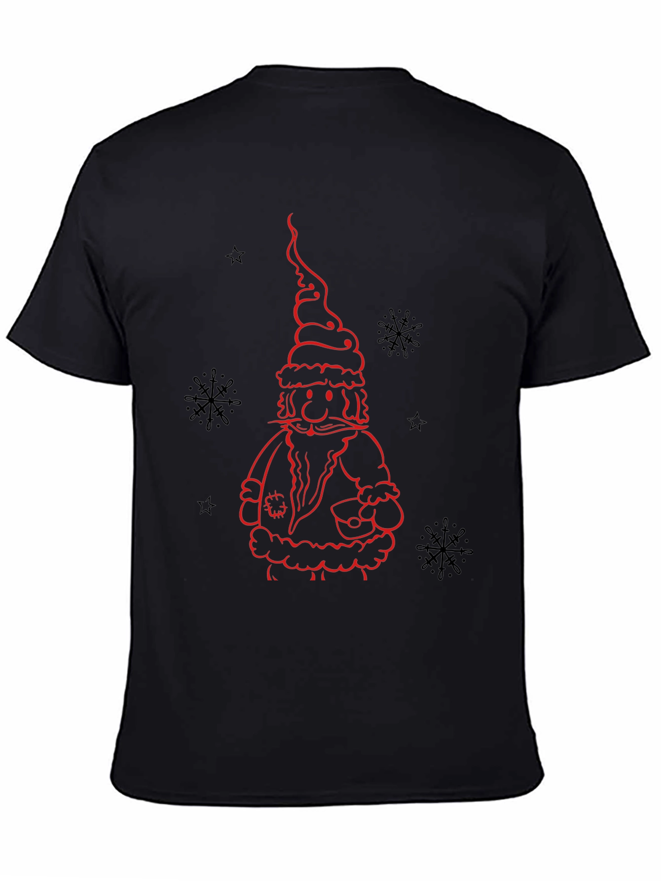 Santa Claus Outline Black T-Shirt