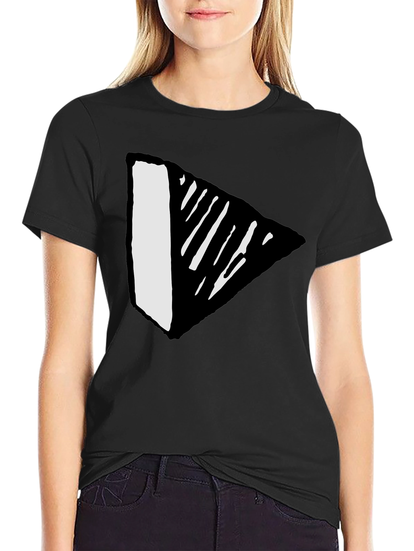 Unique Black Tee with Abstract Arrow Design