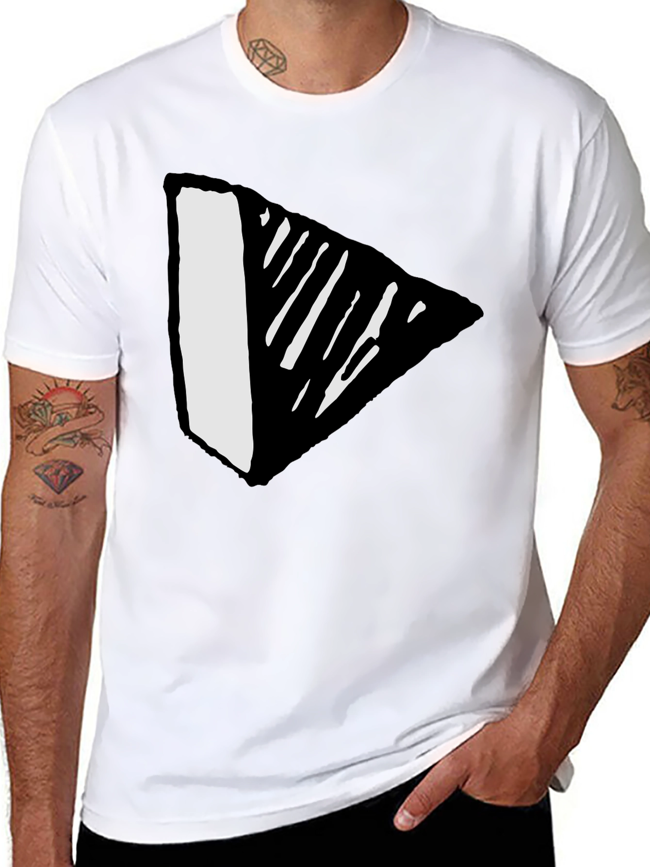 Unique Black Tee with Abstract Arrow Design