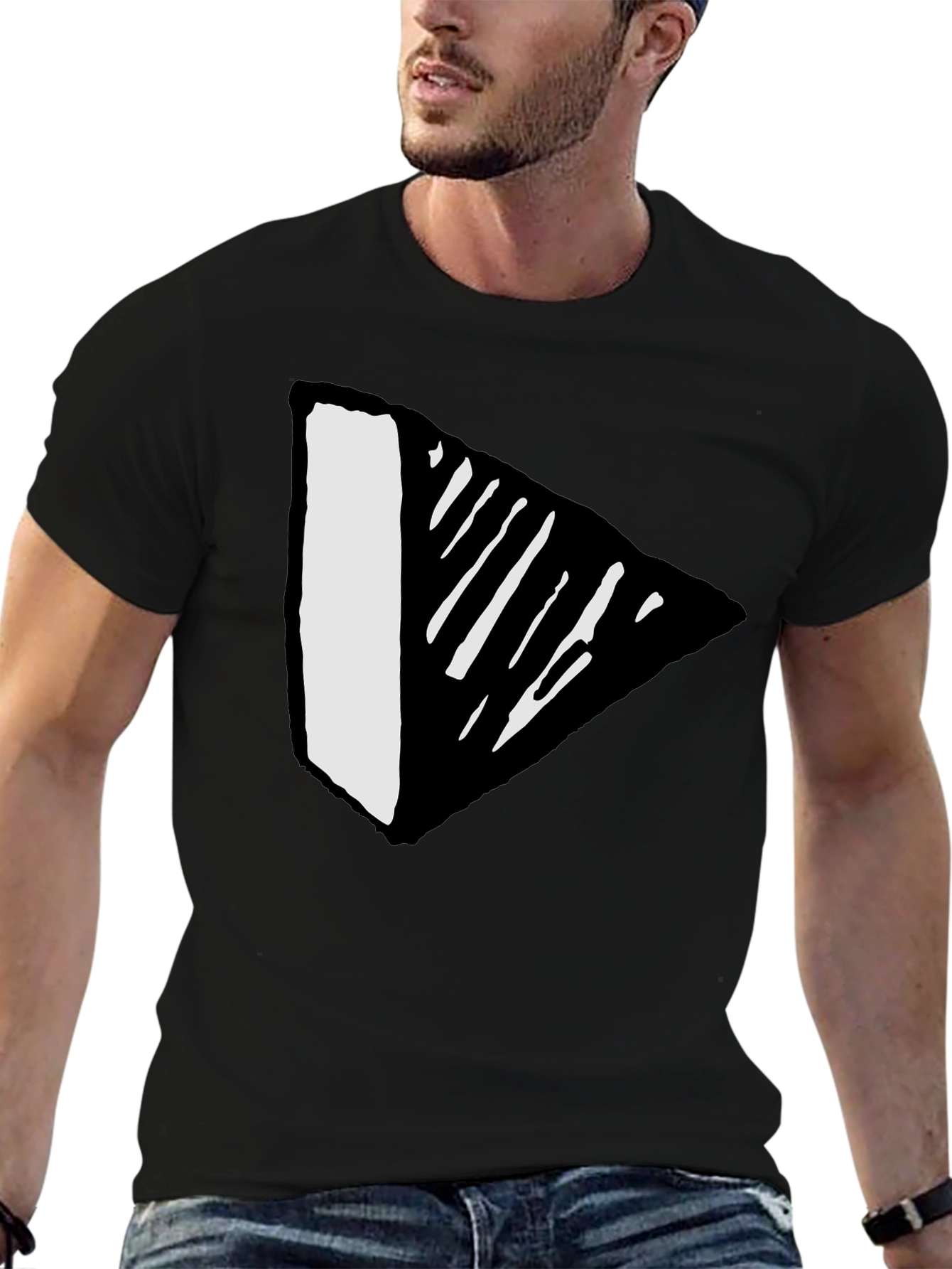 Unique Black Tee with Abstract Arrow Design