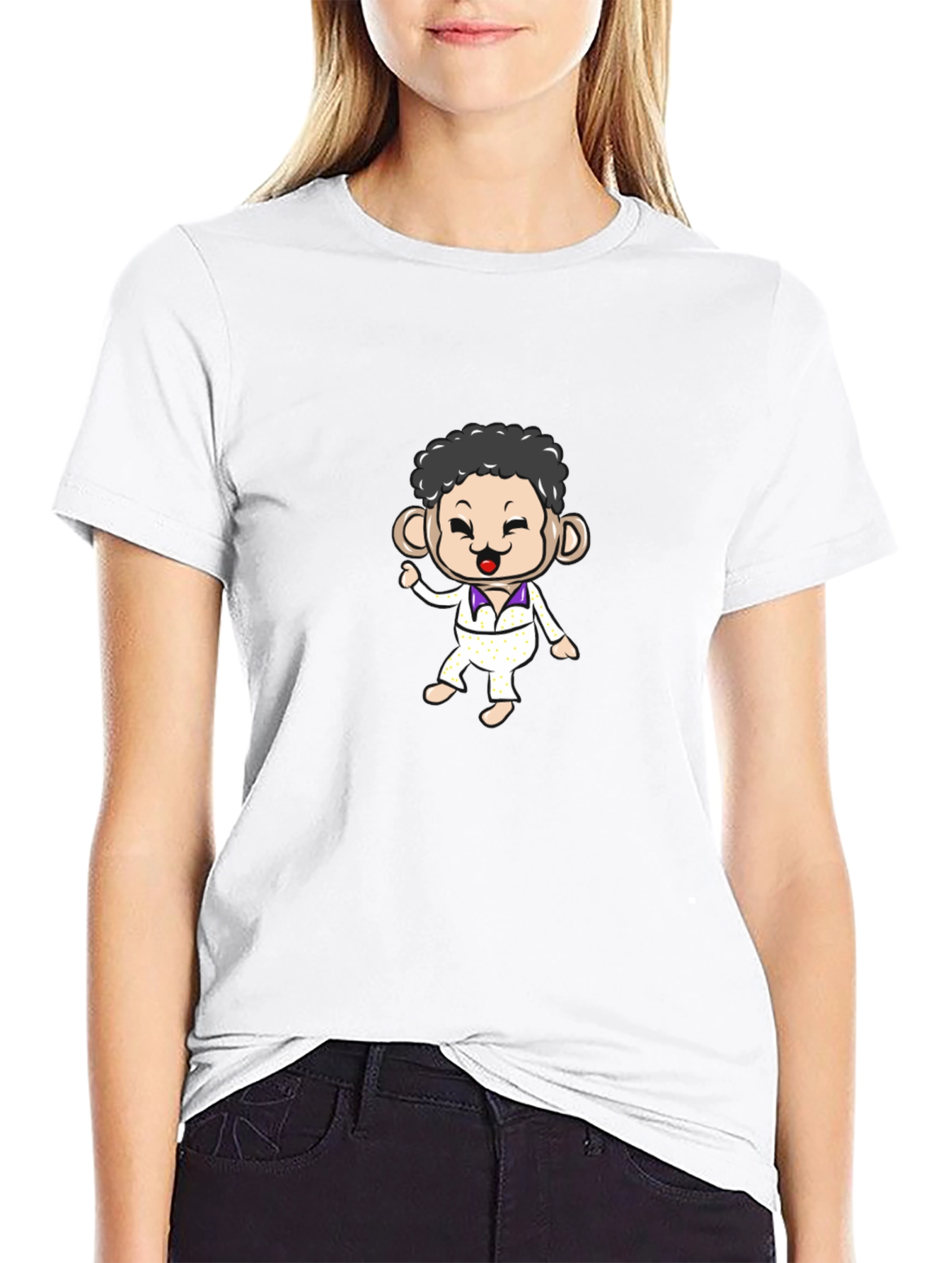 Fun Cartoon Character Black T-Shirt
