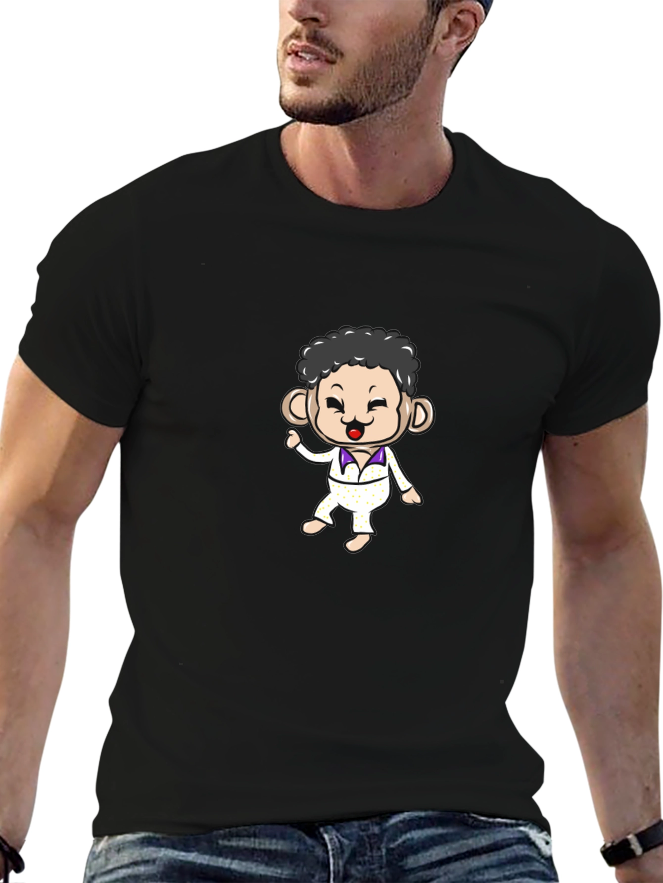 Fun Cartoon Character Black T-Shirt