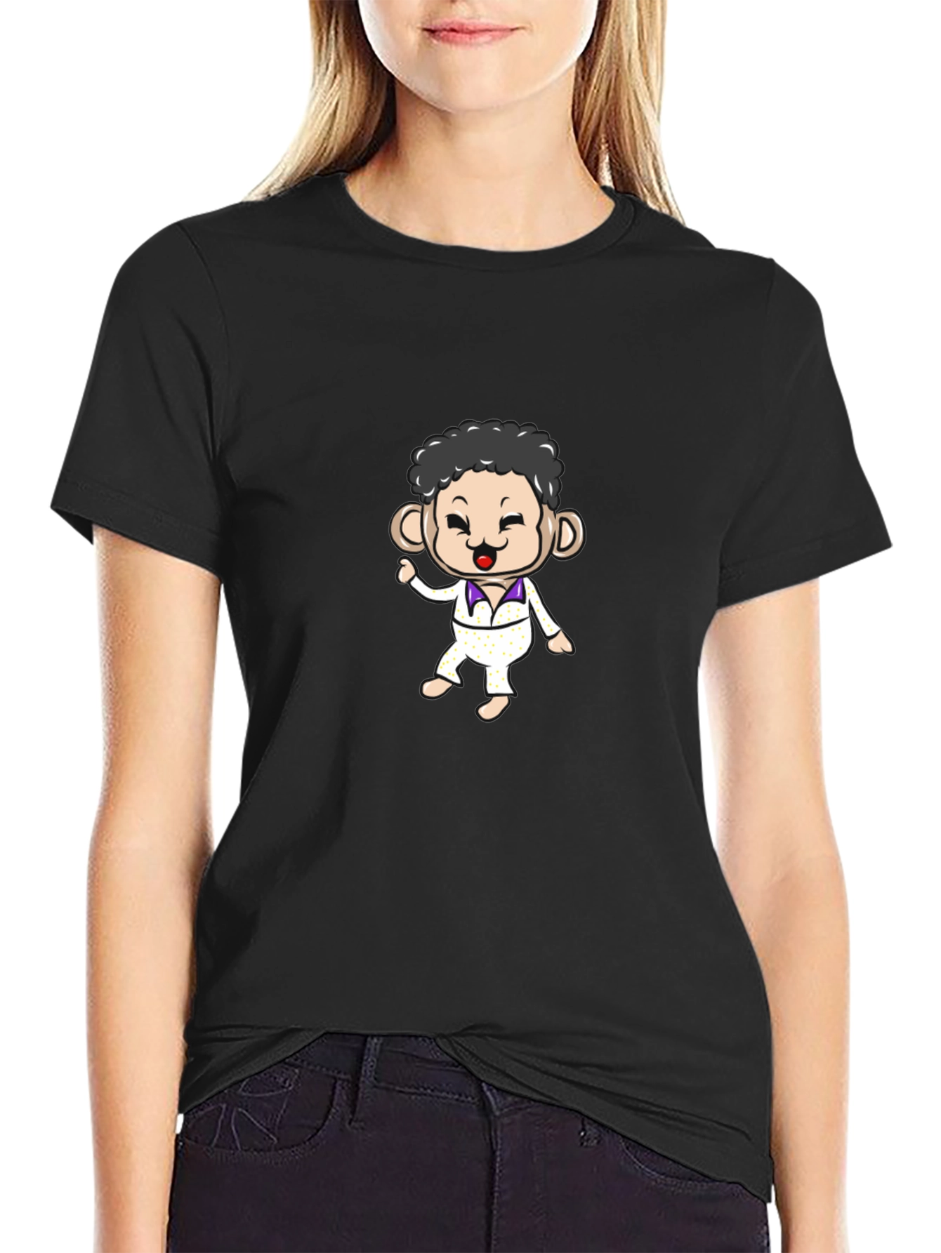 Fun Cartoon Character Black T-Shirt