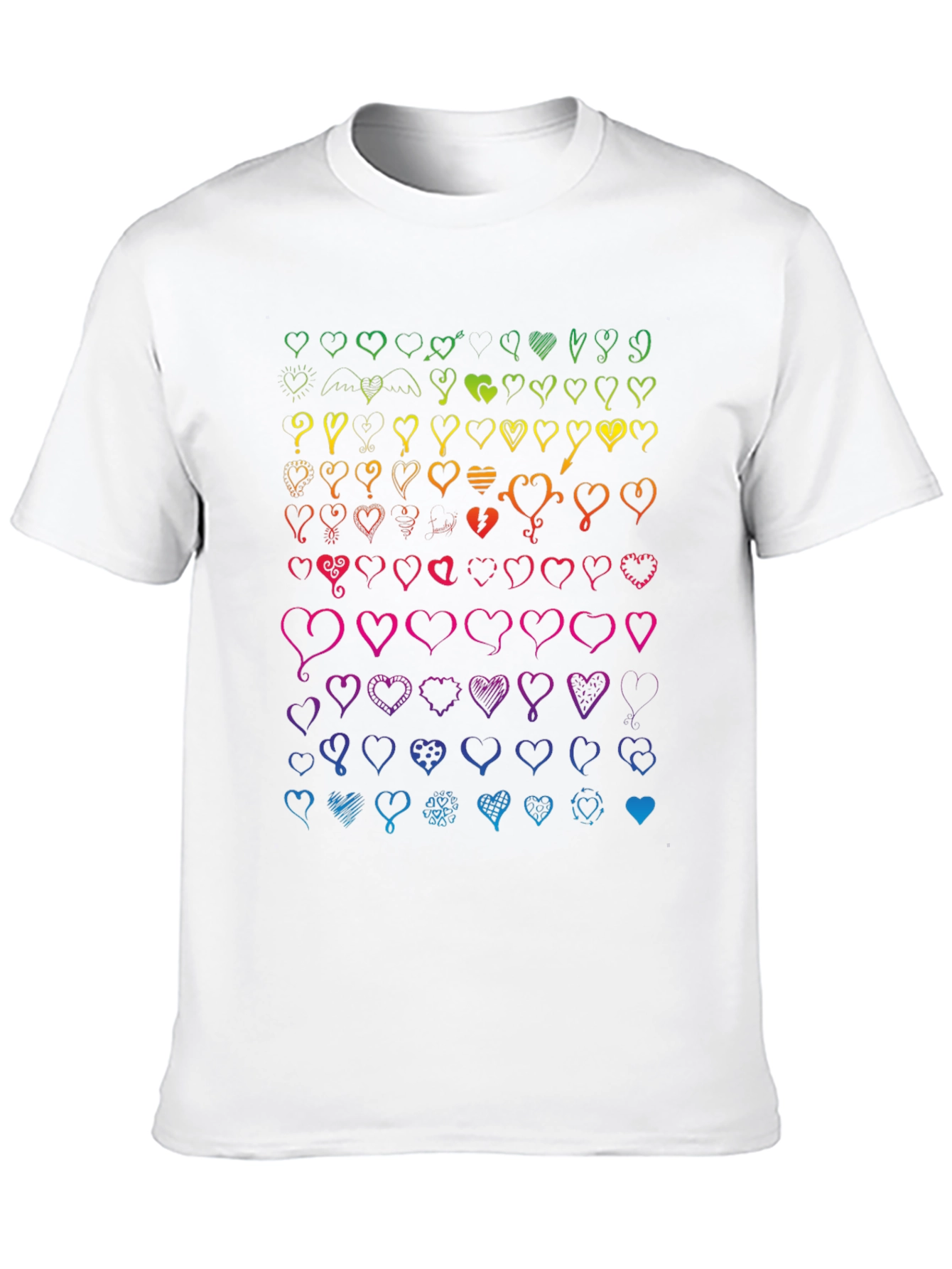 Rainbow Heart Doodle T-Shirt - Mens Black Tee