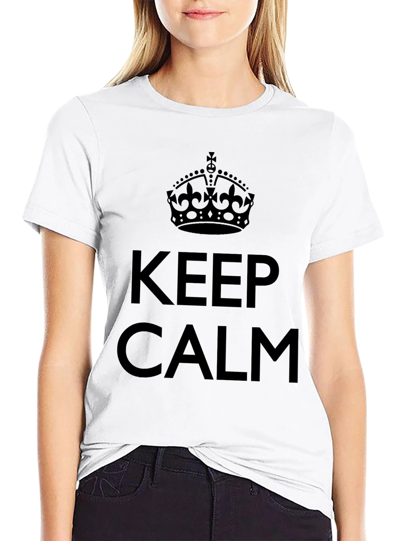 Keep Calm Crown Graphic T-Shirt - Black Cotton Tee