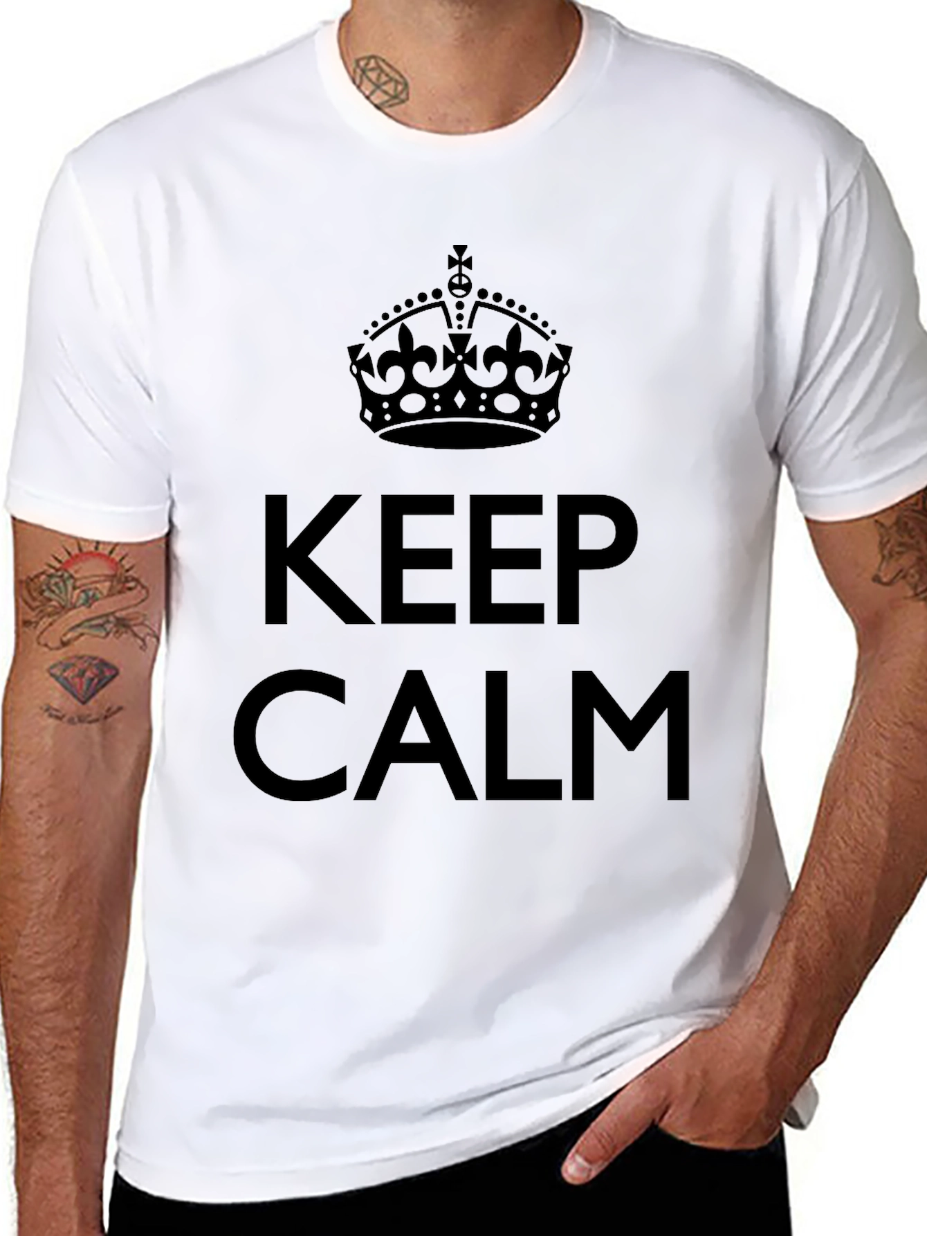 Keep Calm Crown Graphic T-Shirt - Black Cotton Tee