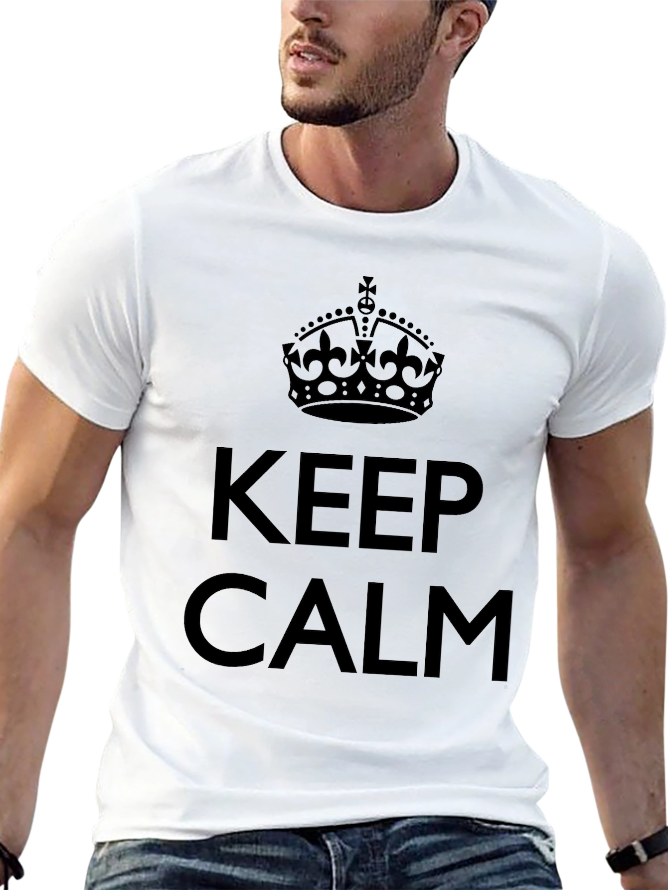 Keep Calm Crown Graphic T-Shirt - Black Cotton Tee