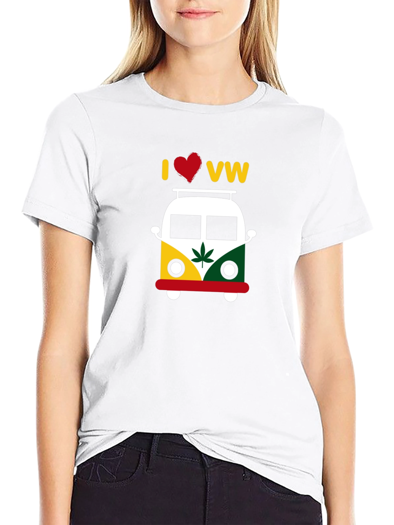 I Love VW T-Shirt - Rastafarian Style Bus Graphic