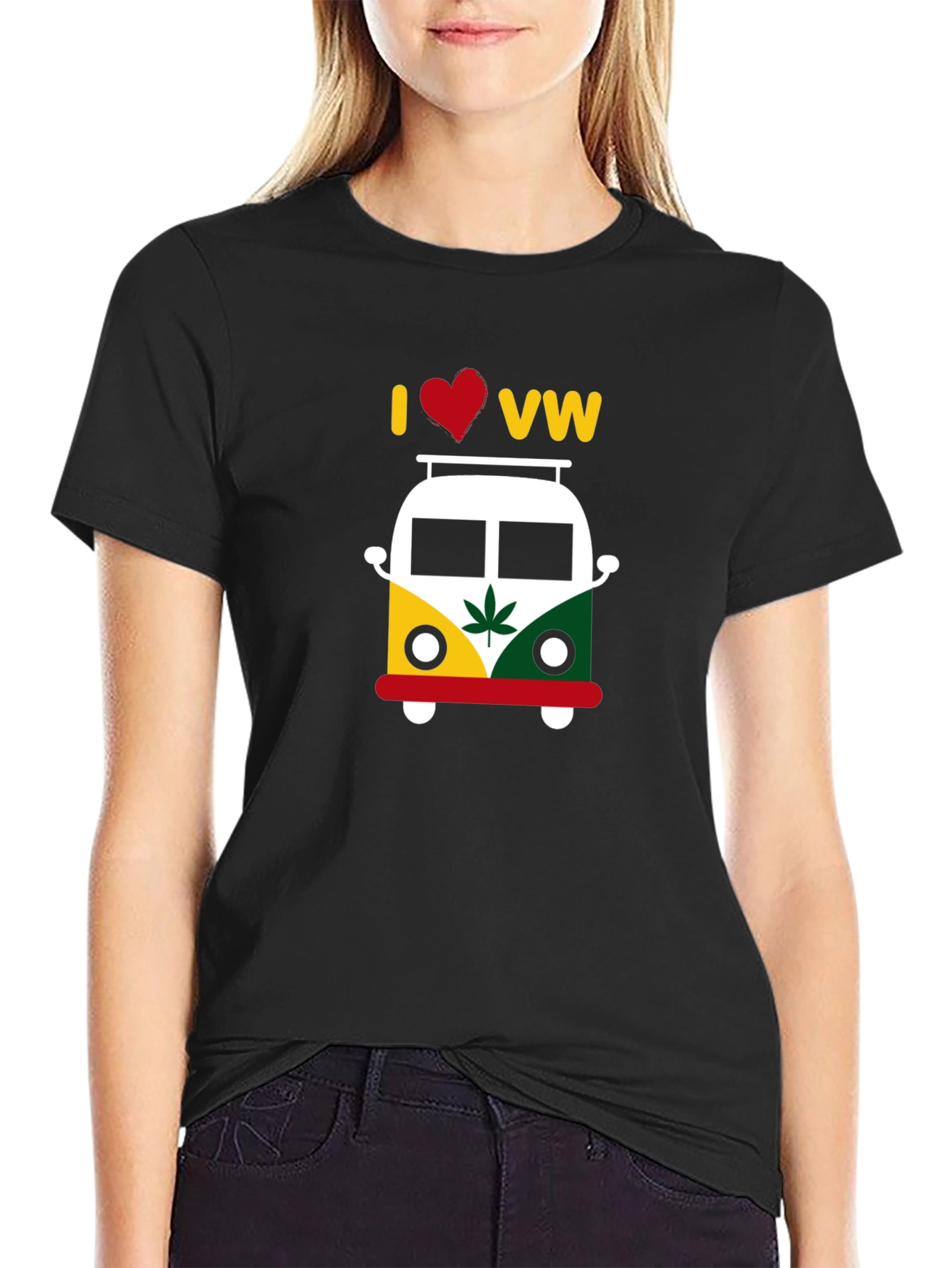 I Love VW T-Shirt - Rastafarian Style Bus Graphic