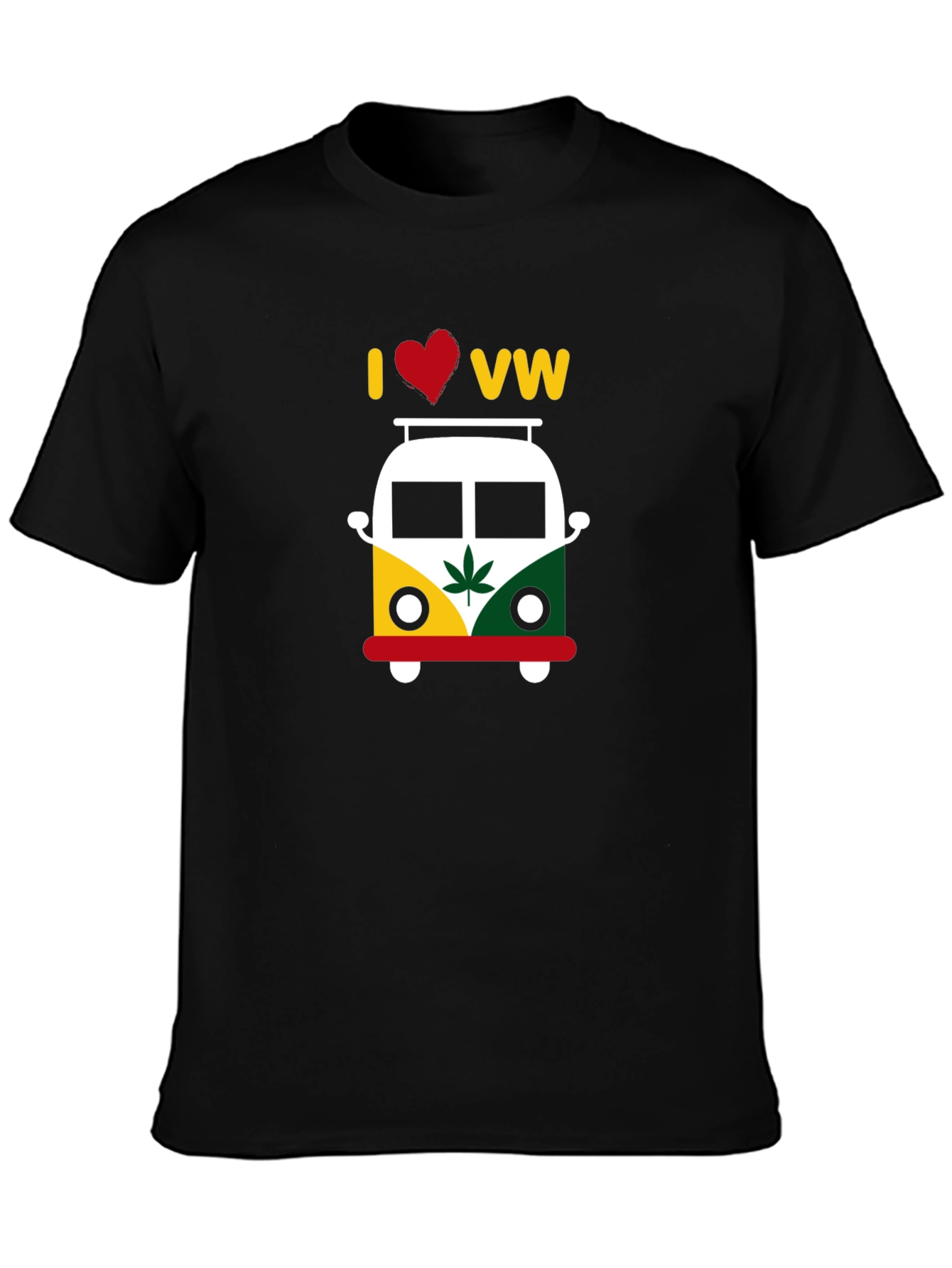 I Love VW T-Shirt - Rastafarian Style Bus Graphic