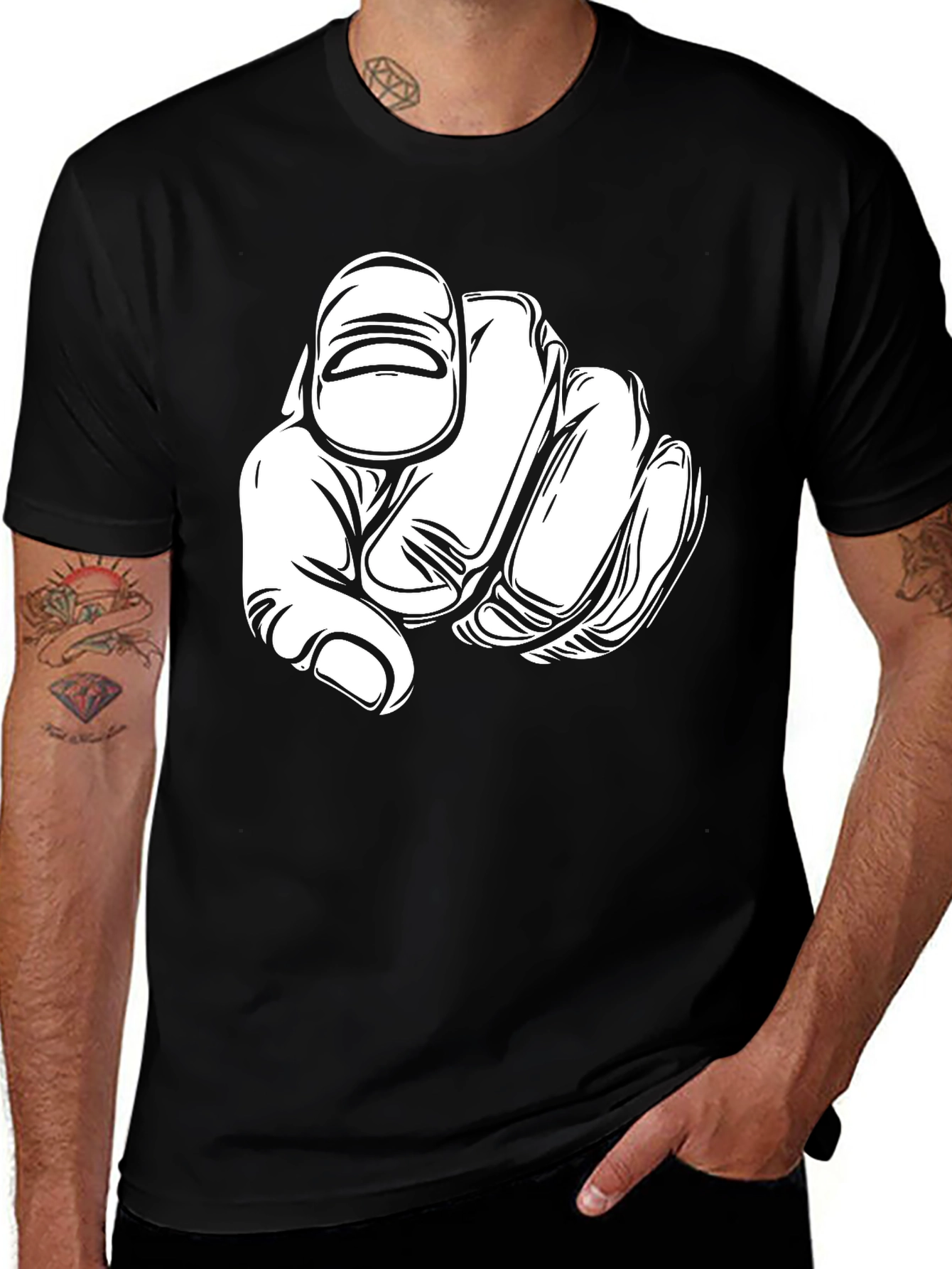 Pointing Finger Graphic Print T-Shirt