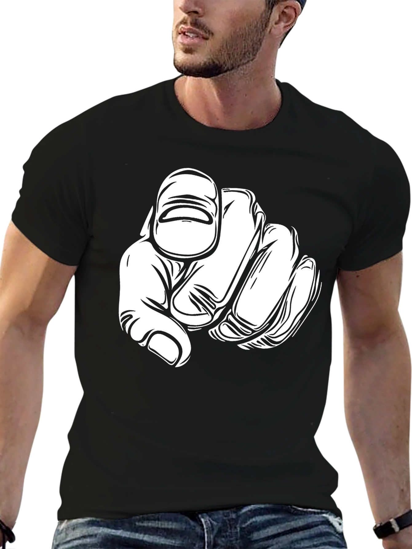 Pointing Finger Graphic Print T-Shirt