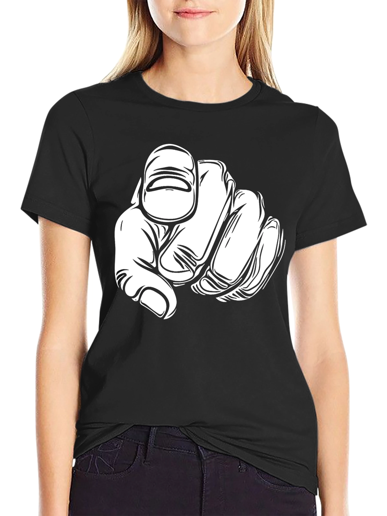 Pointing Finger Graphic Print T-Shirt