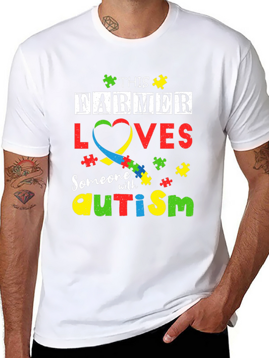 Autism Awareness Farmer T-Shirt - Supports Autism