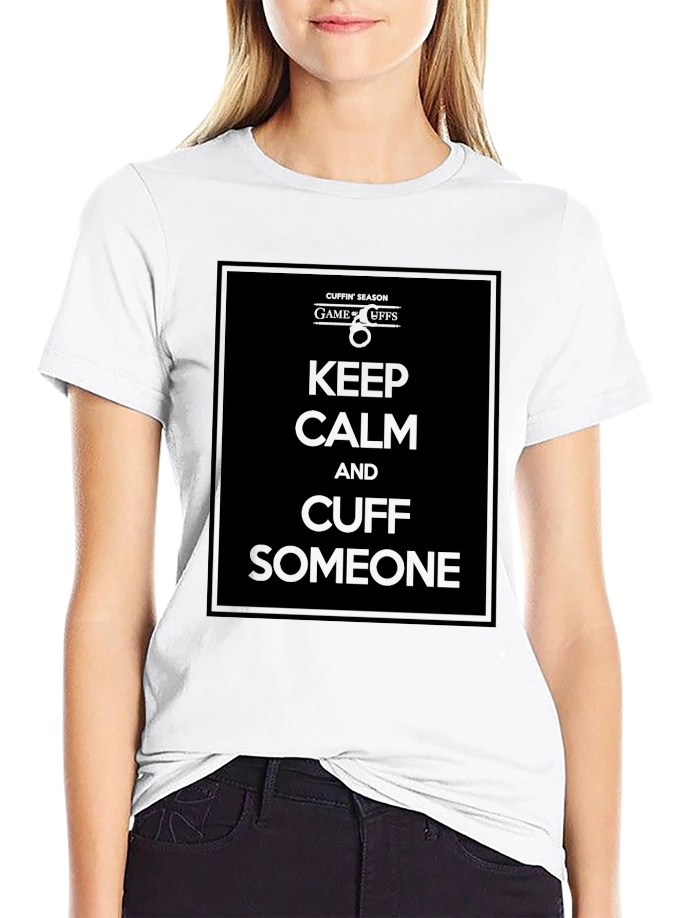 Keep Calm & Cuff Someone Black T-Shirt
