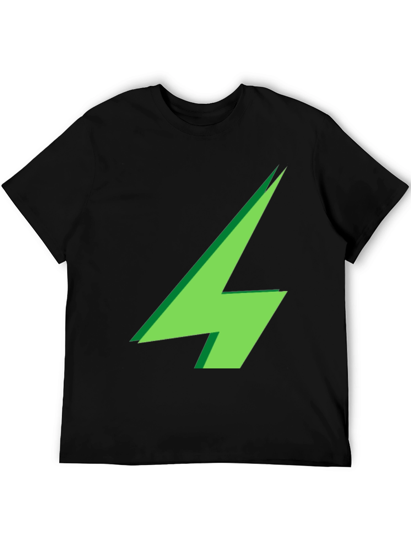 Green Lightning Bolt Graphic Black T-Shirt