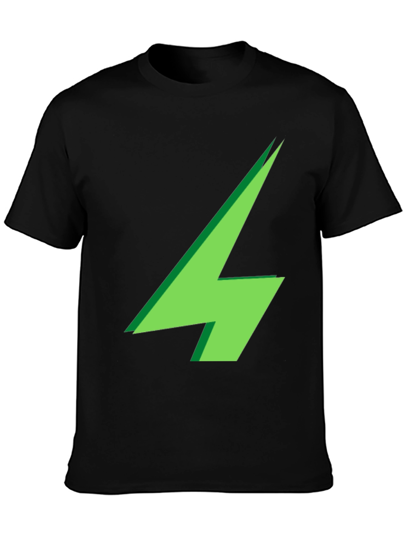 Green Lightning Bolt Graphic Black T-Shirt