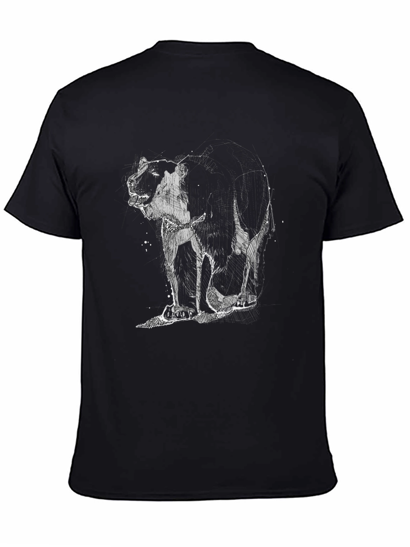 Abstract Bear Graphic Mens Black T-Shirt