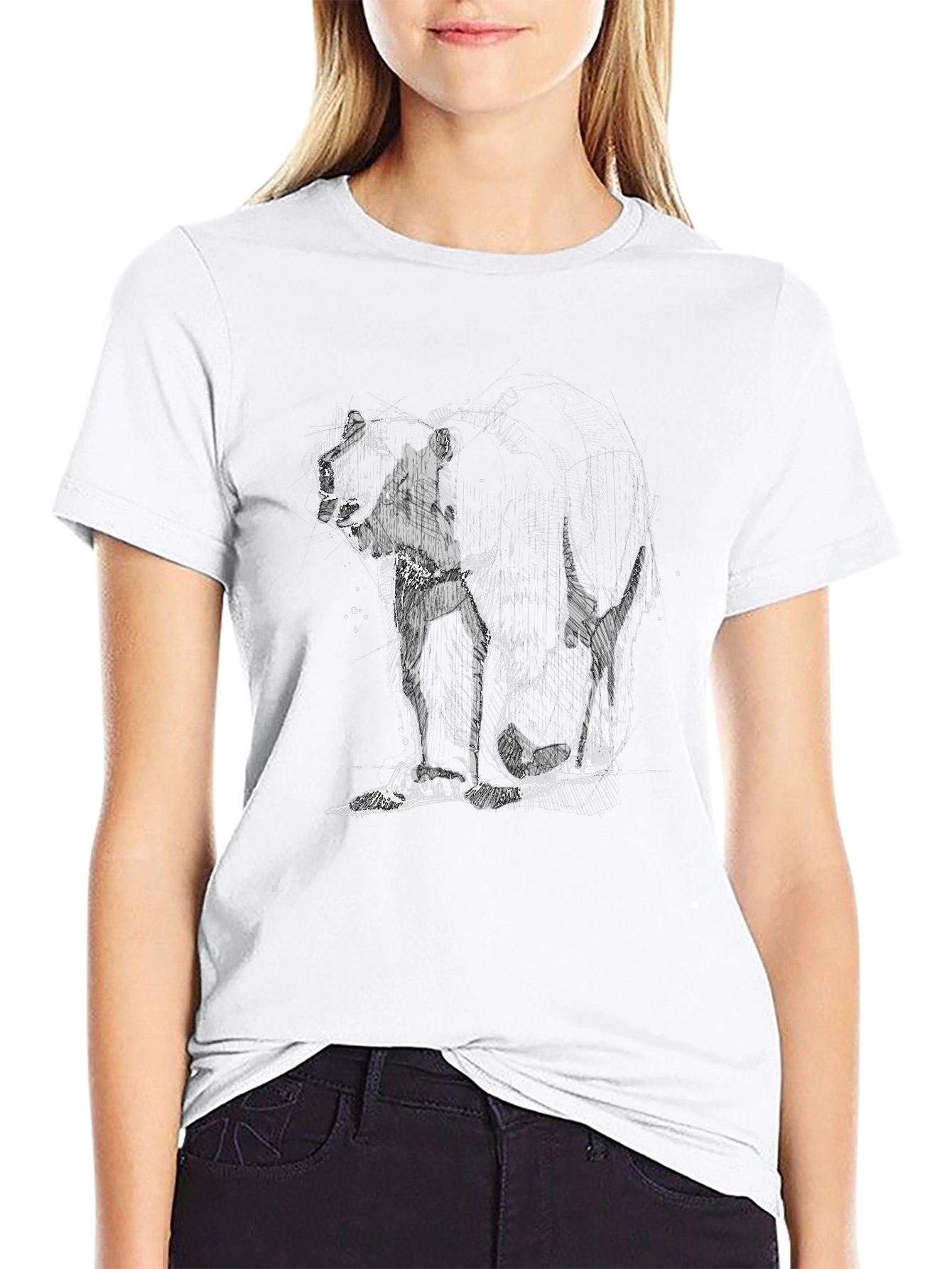 Abstract Bear Graphic Mens Black T-Shirt