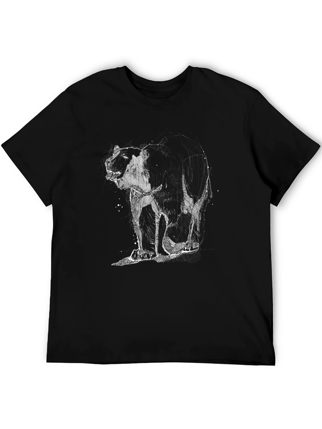 Abstract Bear Graphic Mens Black T-Shirt