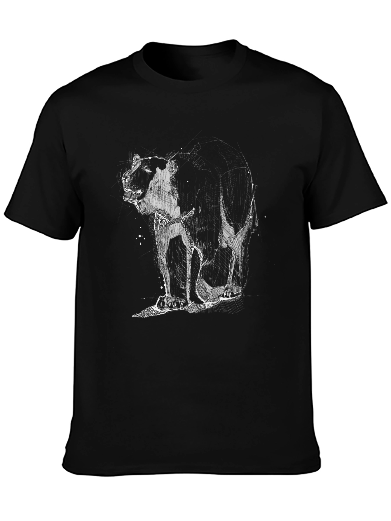 Abstract Bear Graphic Mens Black T-Shirt