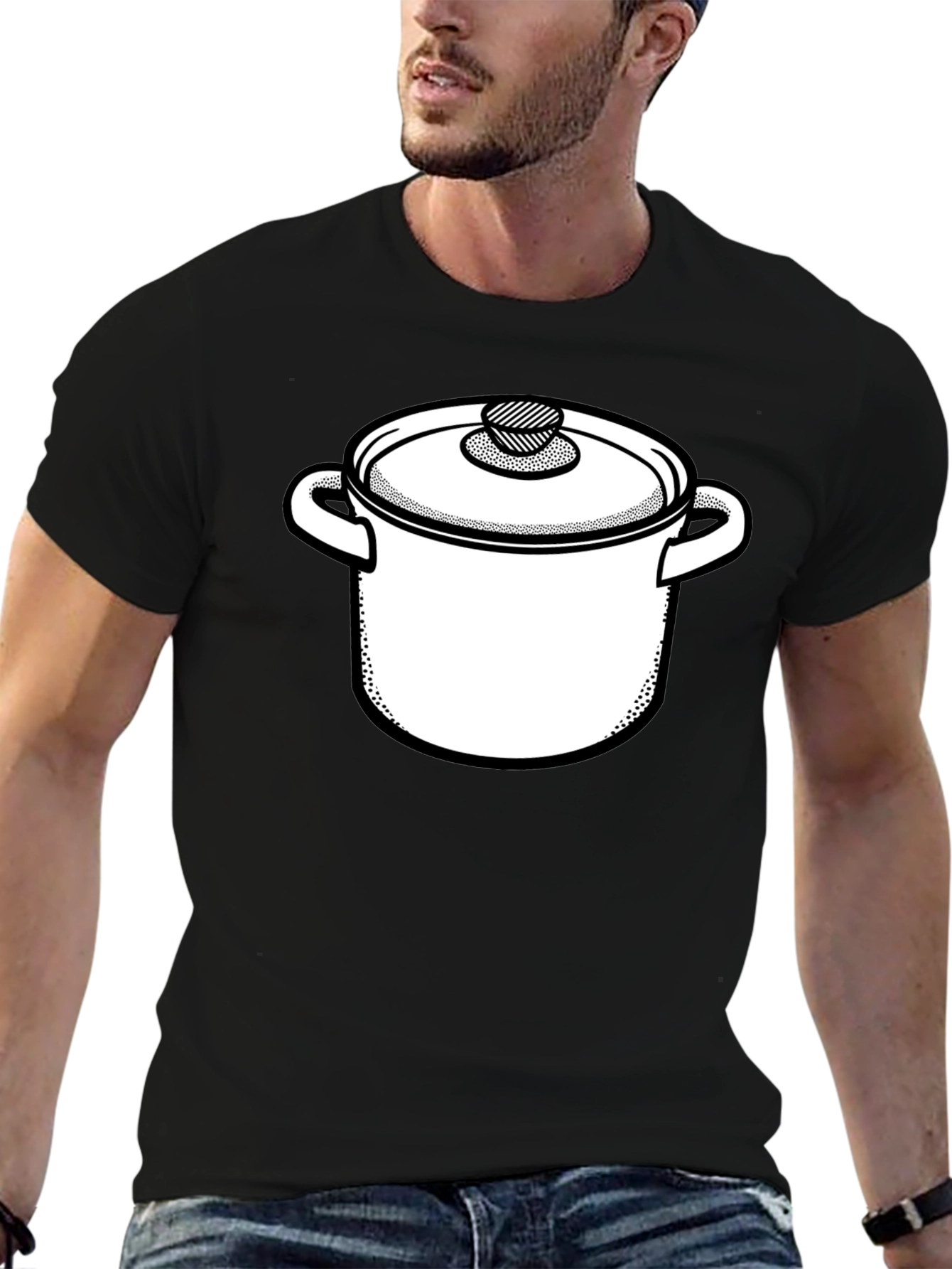 Pot Graphic Tee - Black Cotton Blend Shirt