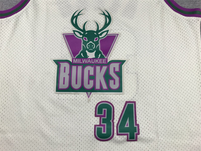 Men's Milwaukee Bucks Giannis Antetokounmpo #34 Cream Chainstitch Swingman Jerseys