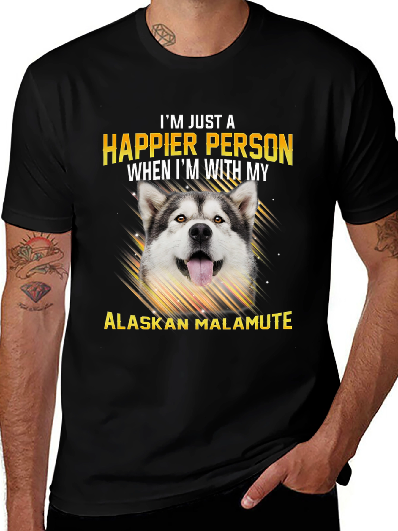 Happier with Alaskan Malamute T-Shirt