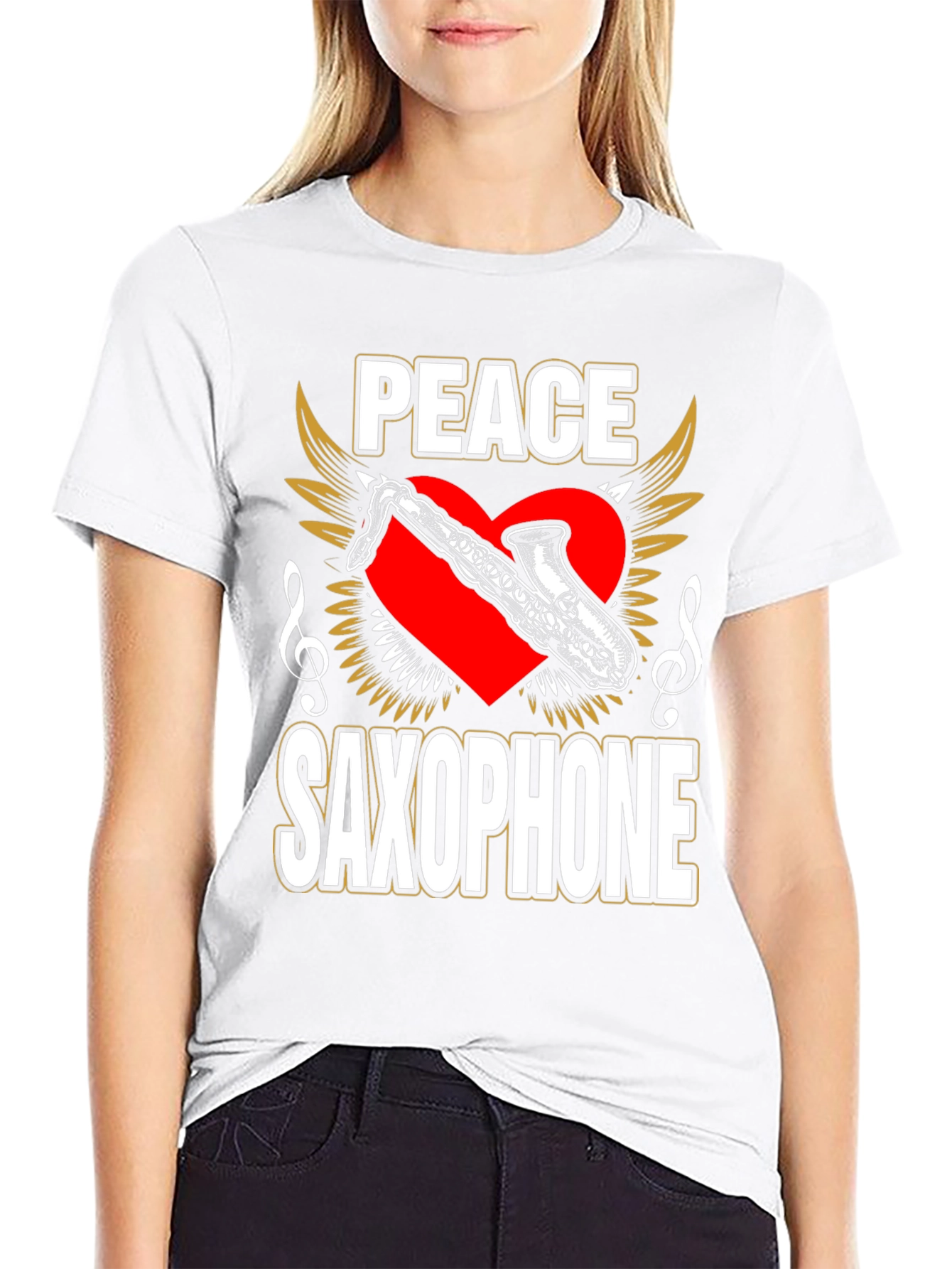 Peace Saxophone Graphic T-Shirt
