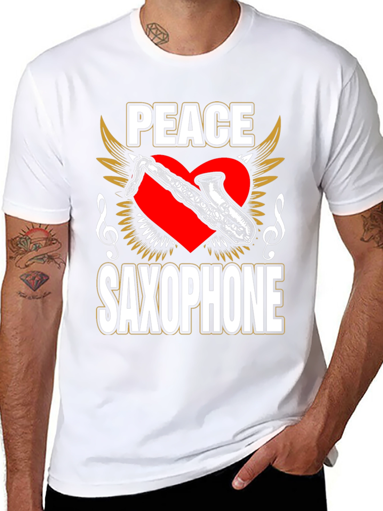 Peace Saxophone Graphic T-Shirt