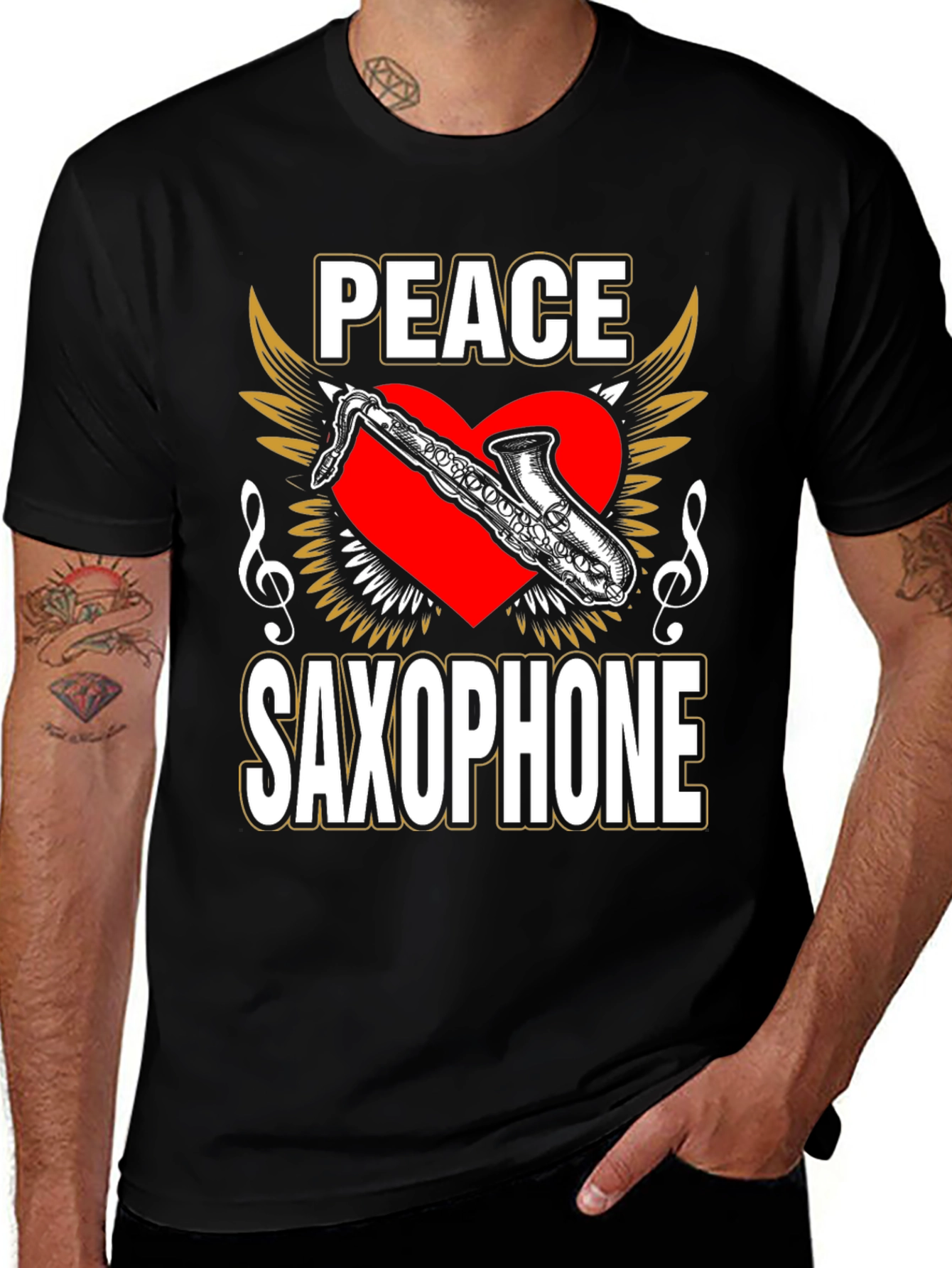 Peace Saxophone Graphic T-Shirt