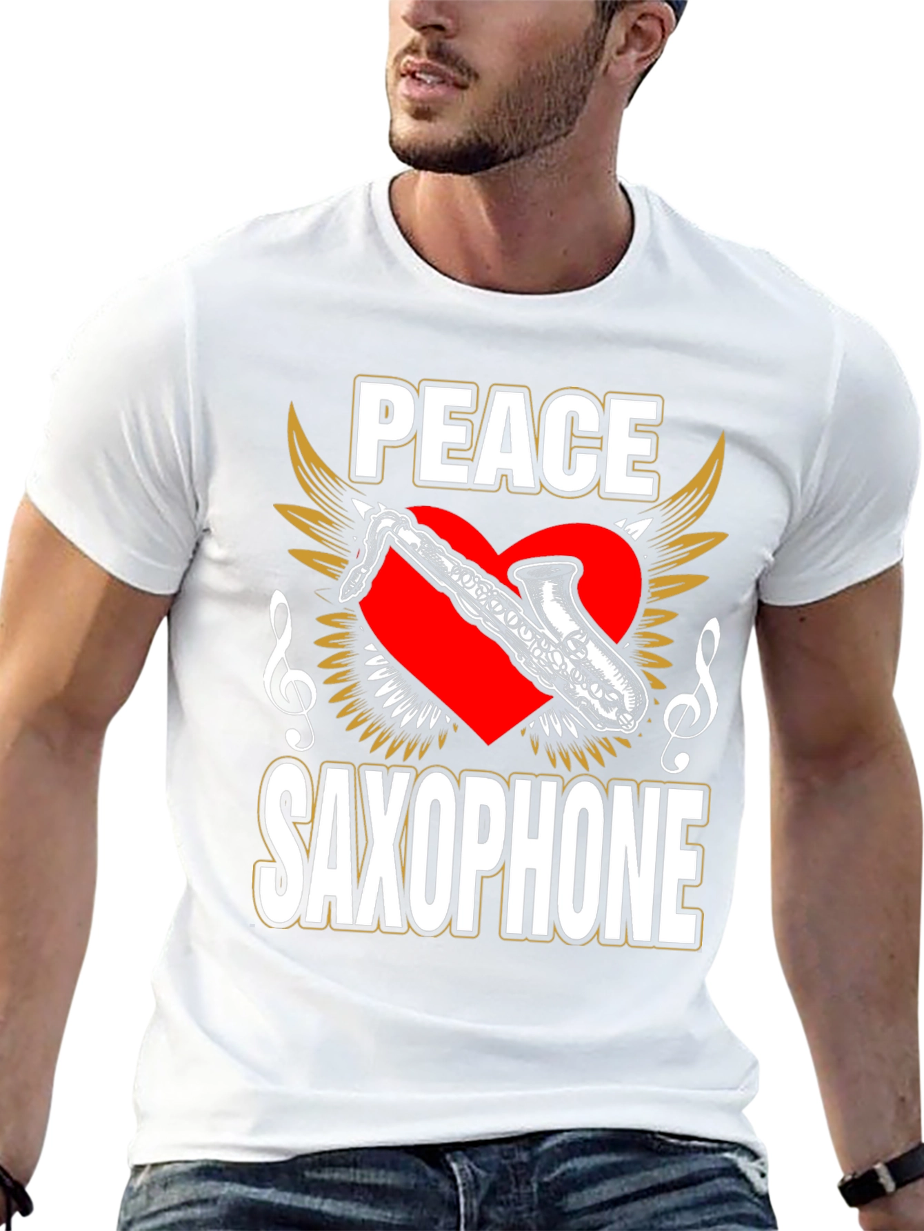 Peace Saxophone Graphic T-Shirt