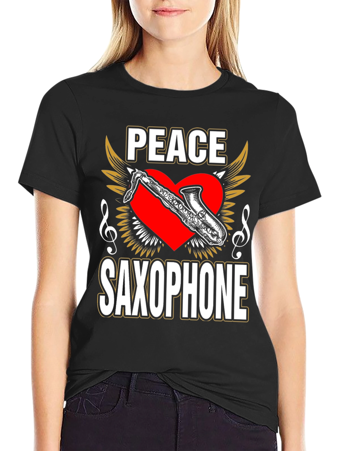 Peace Saxophone Graphic T-Shirt