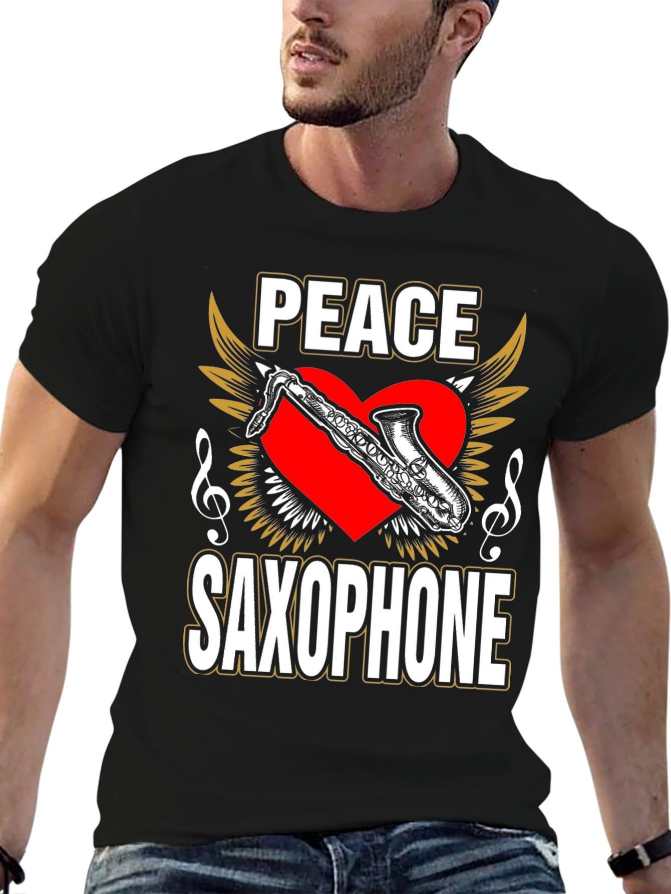 Peace Saxophone Graphic T-Shirt