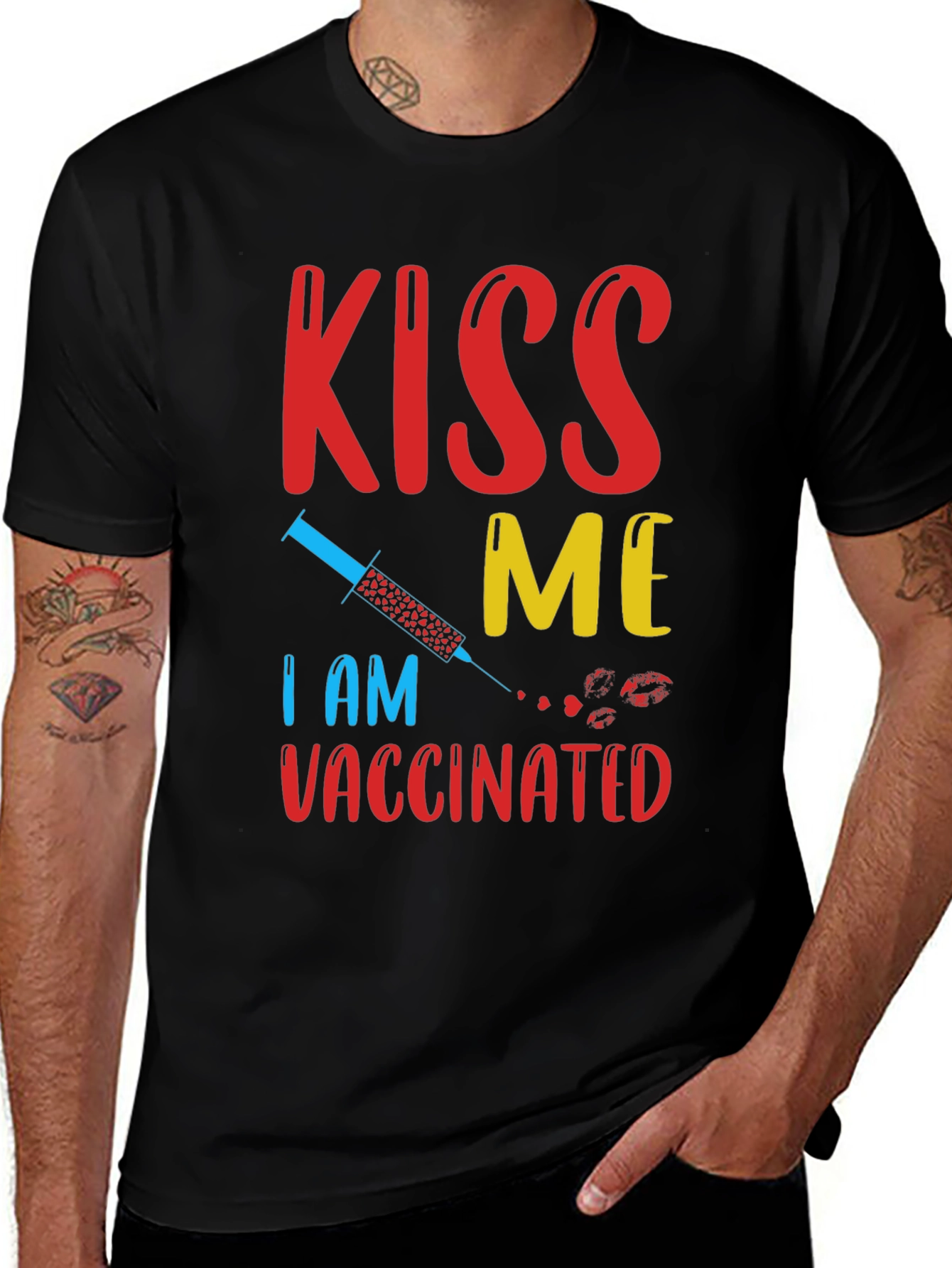 Kiss Me Im Vaccinated T-Shirt Funny Vaccine Tee