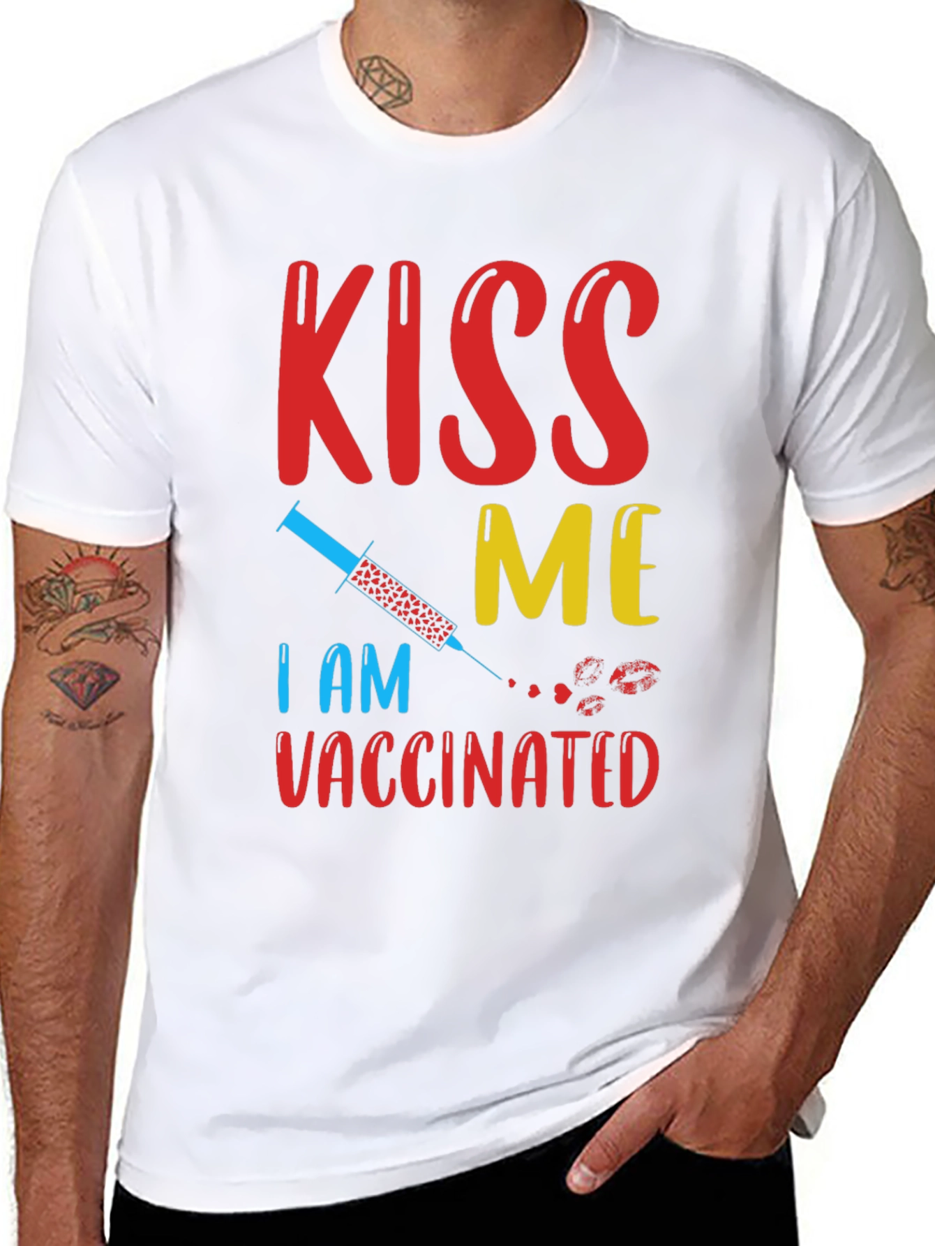 Kiss Me Im Vaccinated T-Shirt Funny Vaccine Tee