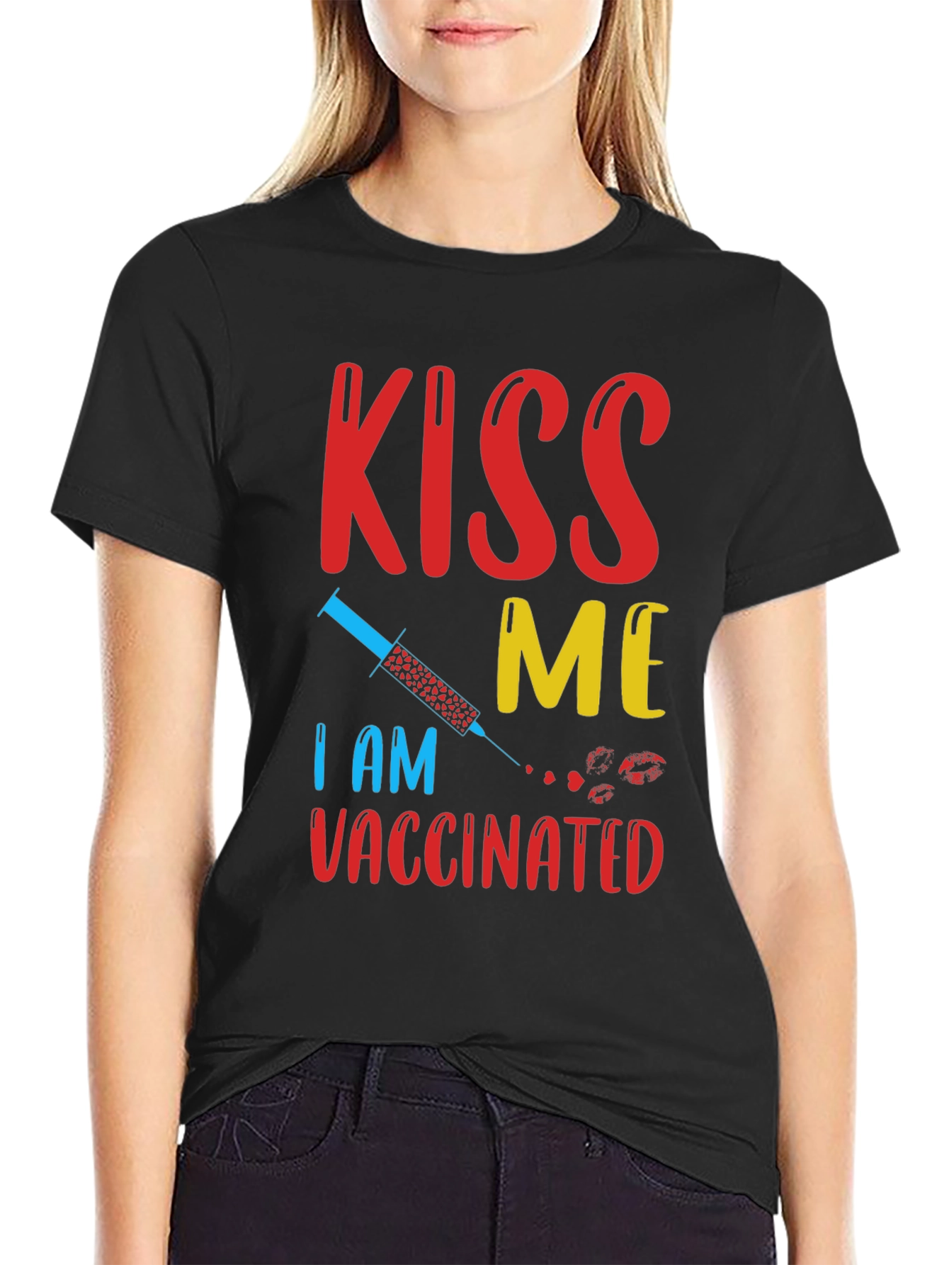 Kiss Me Im Vaccinated T-Shirt Funny Vaccine Tee