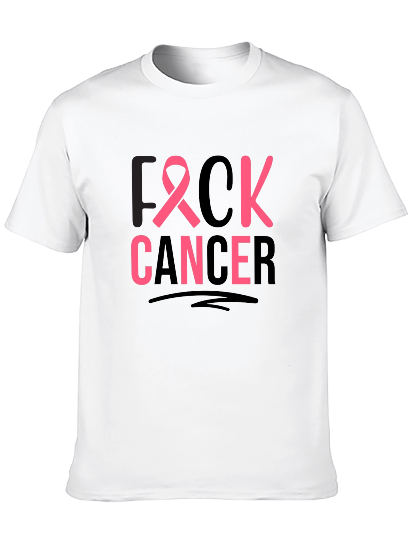 Unisex Black T-Shirt - F Cancer Pink Ribbon Graphic