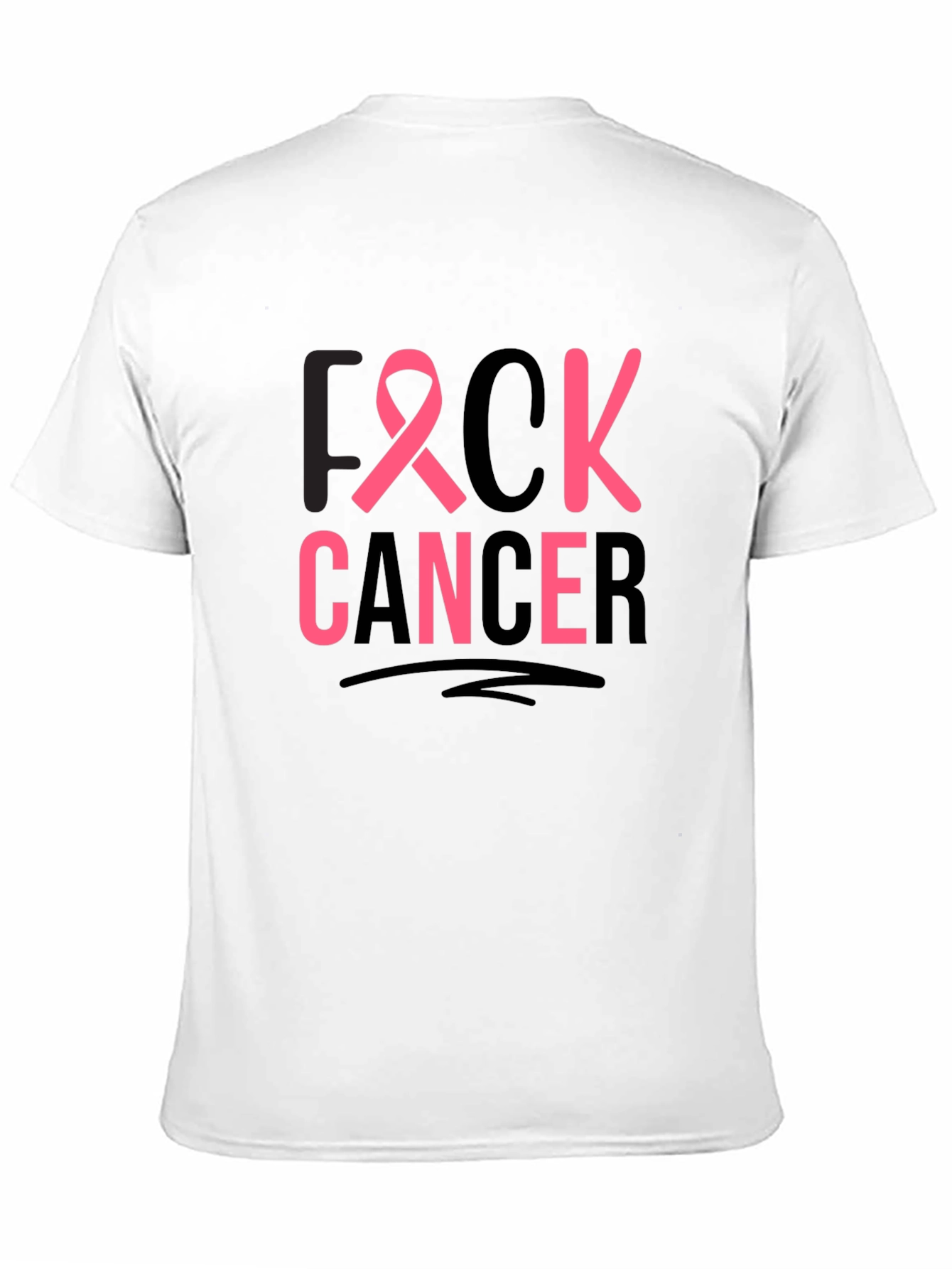 Unisex Black T-Shirt - F Cancer Pink Ribbon Graphic