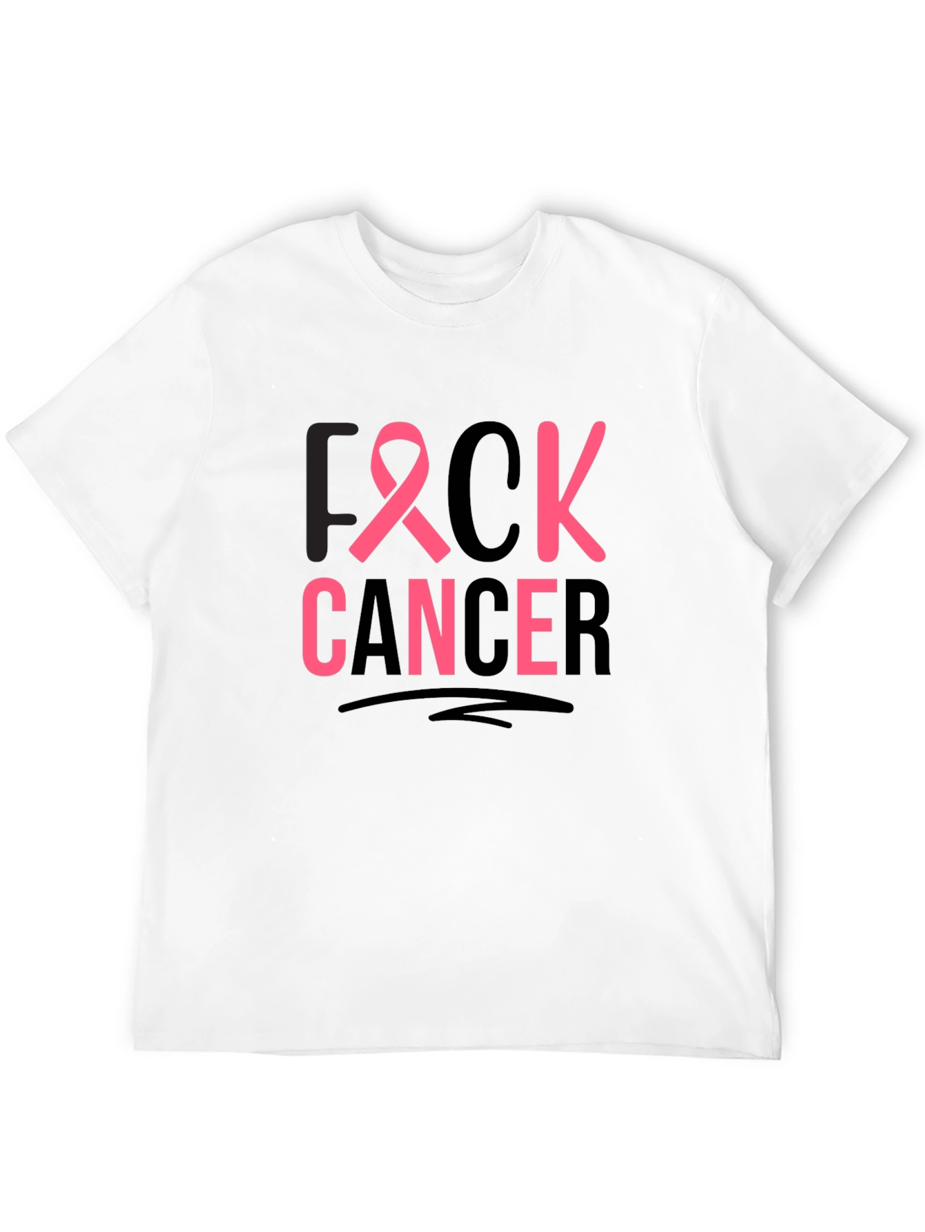 Unisex Black T-Shirt - F Cancer Pink Ribbon Graphic