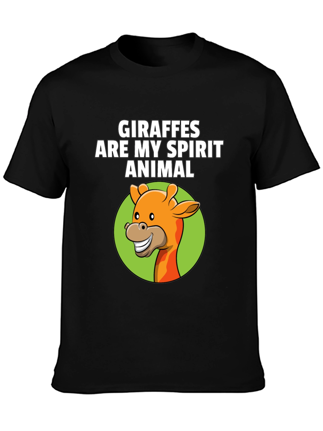 Giraffe Spirit Animal Graphic Tee - Black Cotton T-Shirt