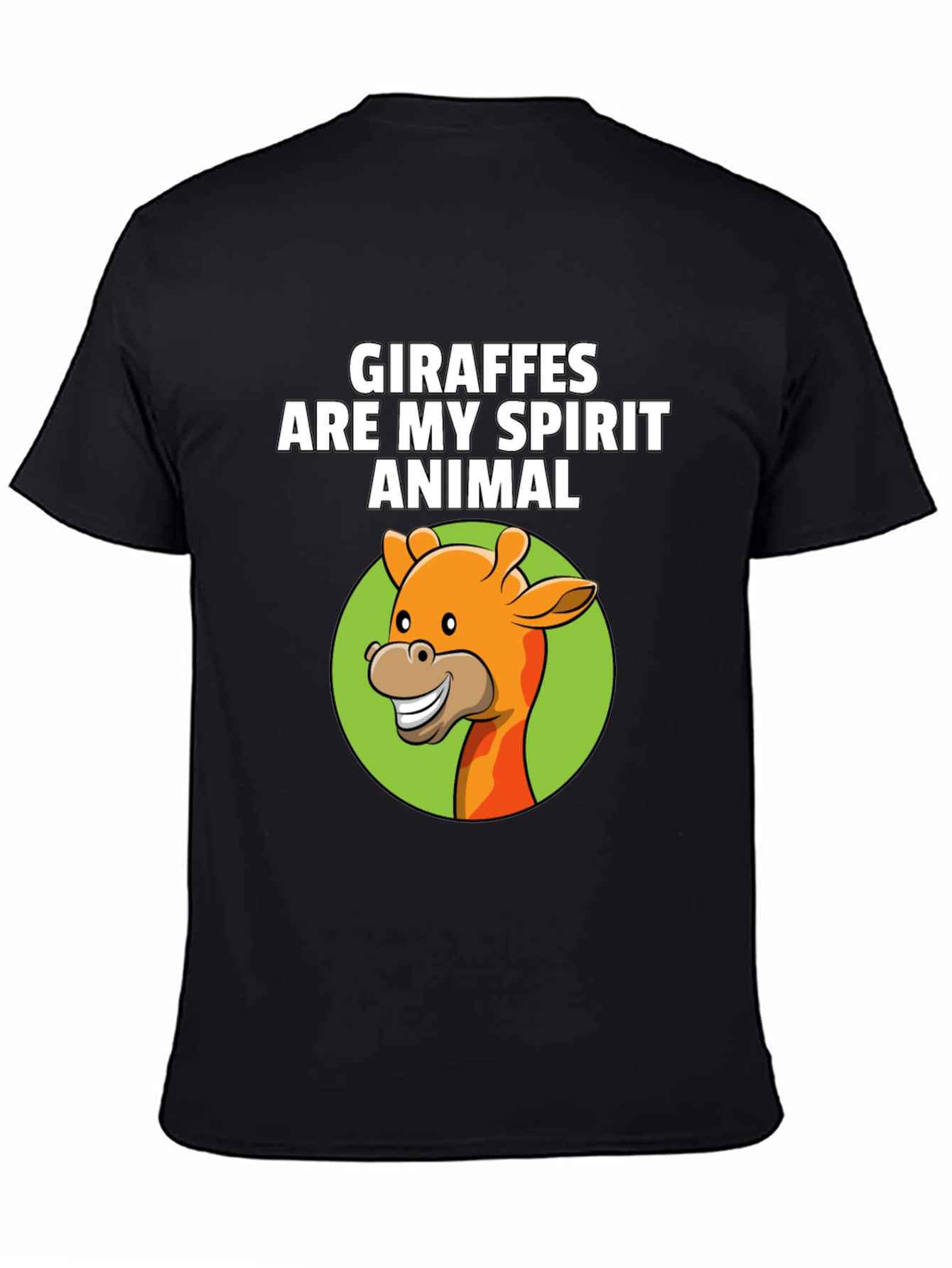 Giraffe Spirit Animal Graphic Tee - Black Cotton T-Shirt